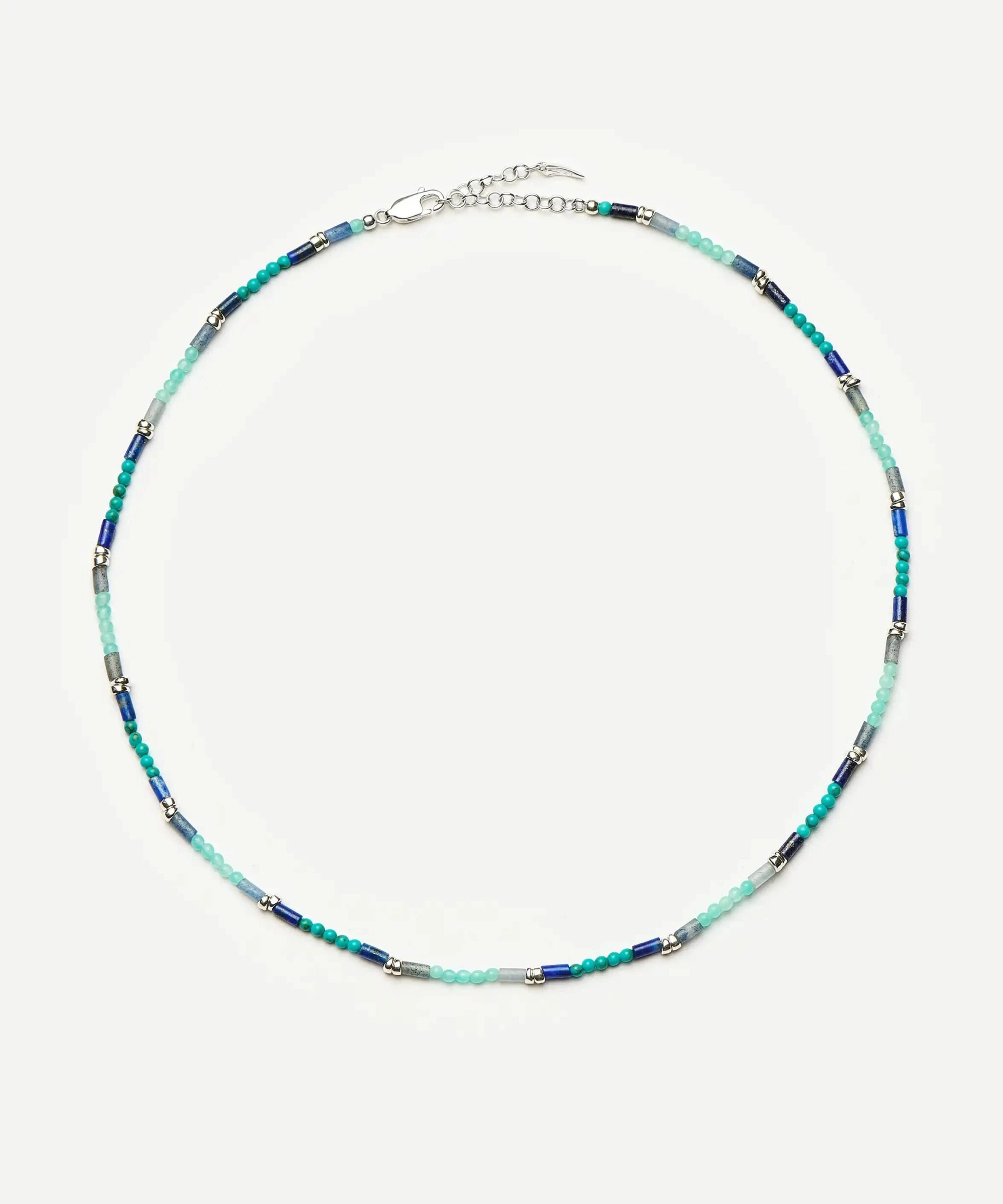 Beaded Gemstone Choker | Silver Plated/Lagoon Blue