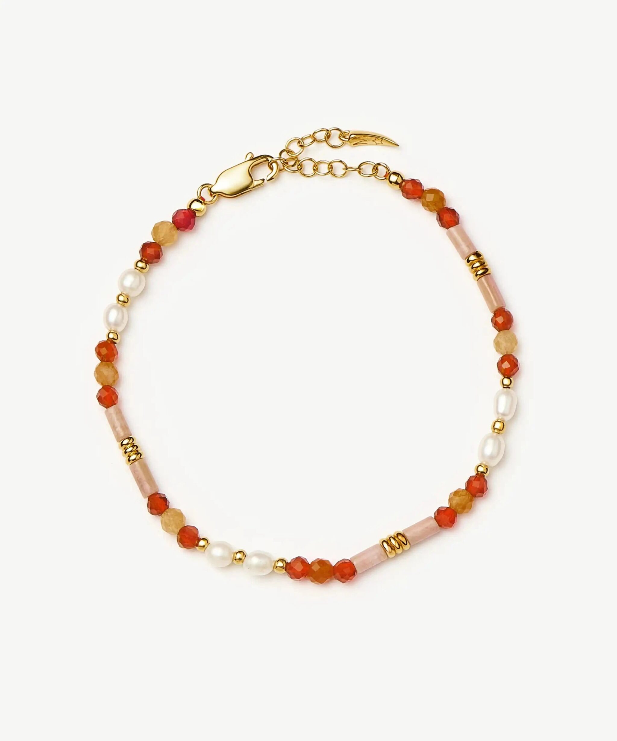 Beaded Gemstone & Pearl Bracelet | 18ct Gold Plated/Paloma Pink