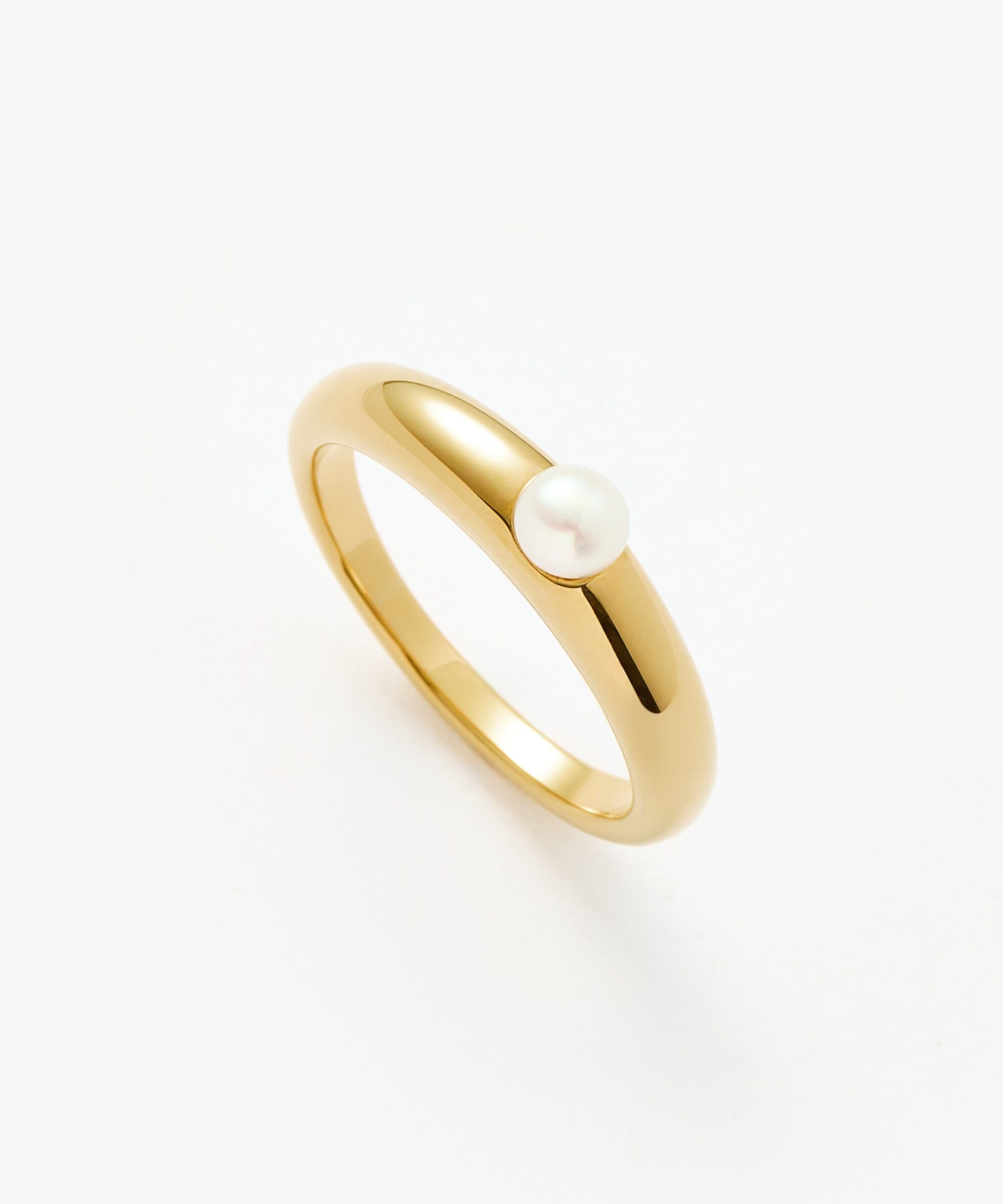 Button Pearl Classic Stacking Ring | 18ct Gold Vermeil/Pearl