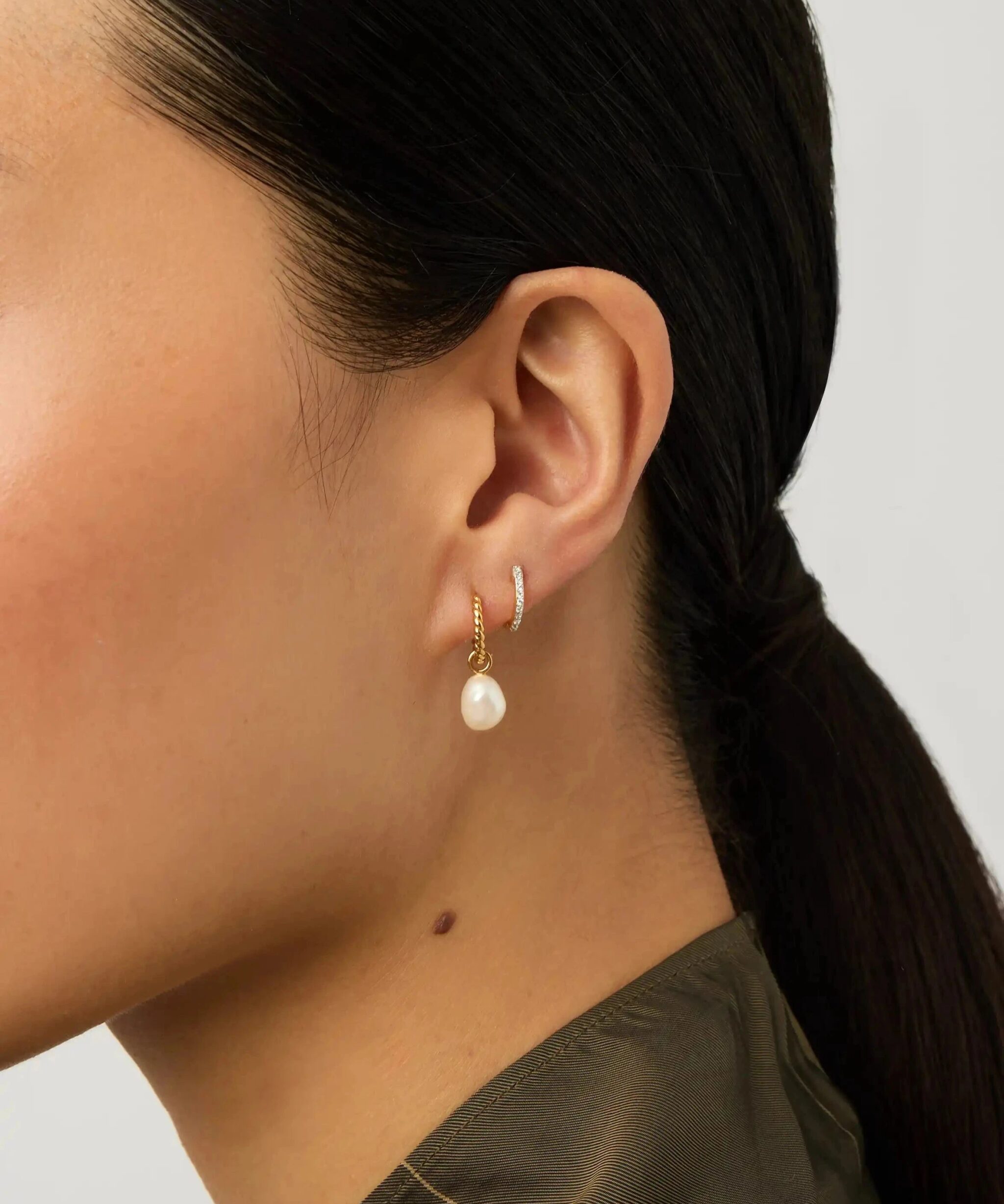 Alternative view of Classic Pave Huggies | 18ct Gold Vermeil/Cubic Zirconia