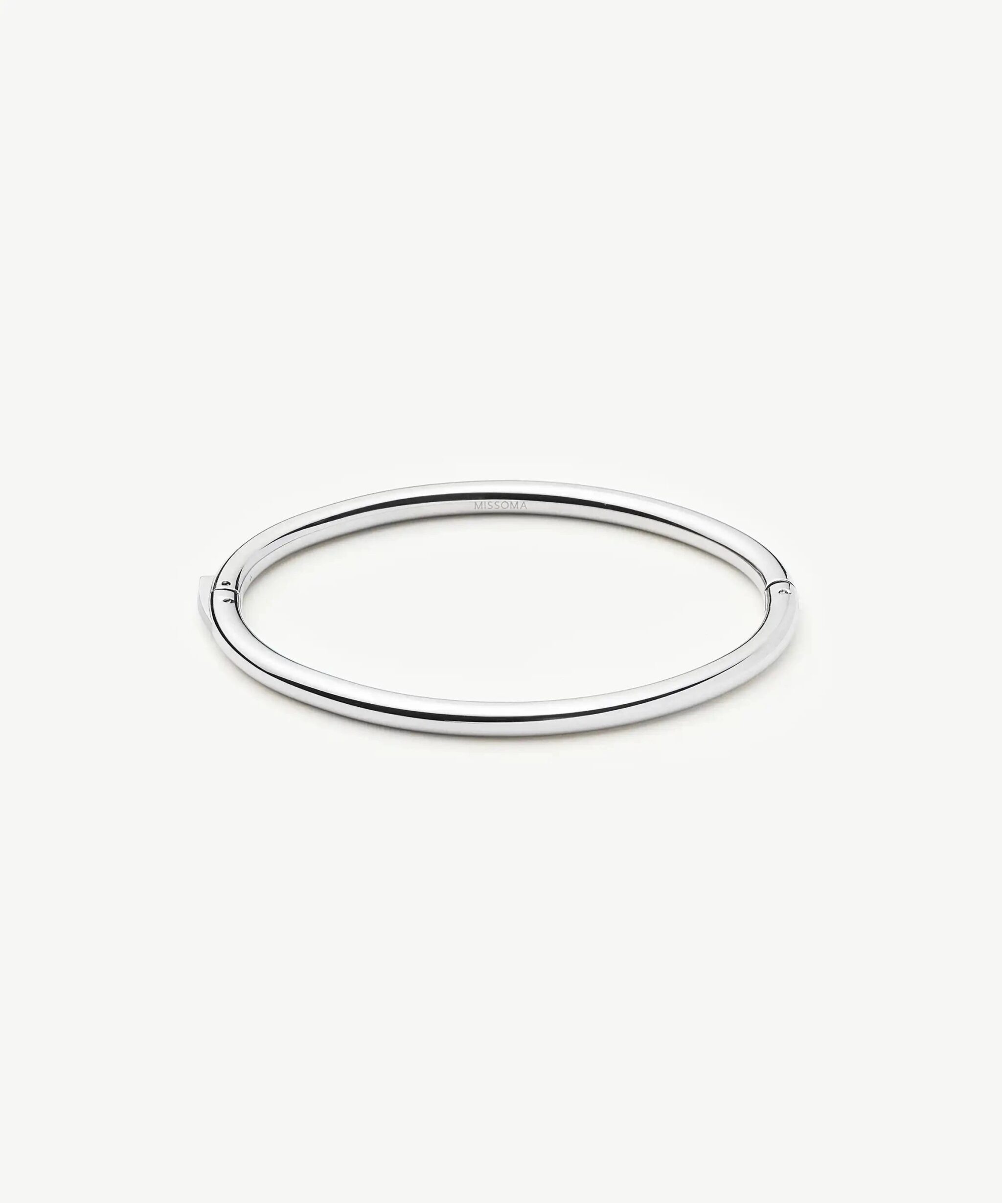 Classic Round Hinged Bangle | Platinum Plated