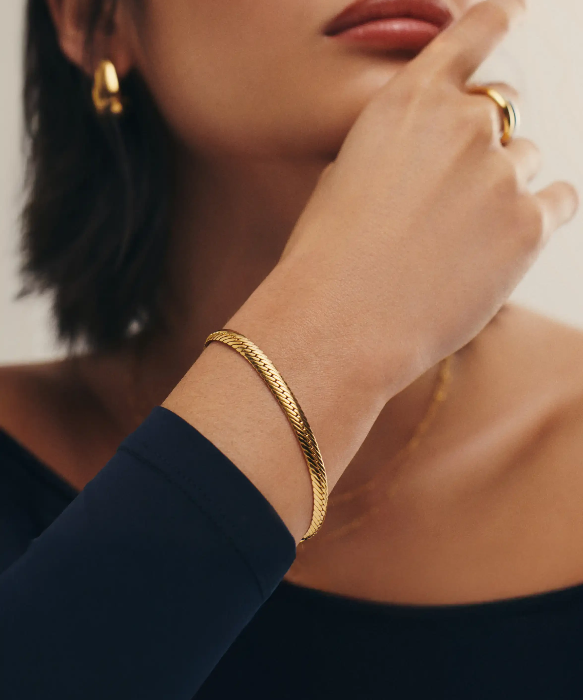 Alternative view of Classic Snake Chain Bracelet | 18ct Gold Plated