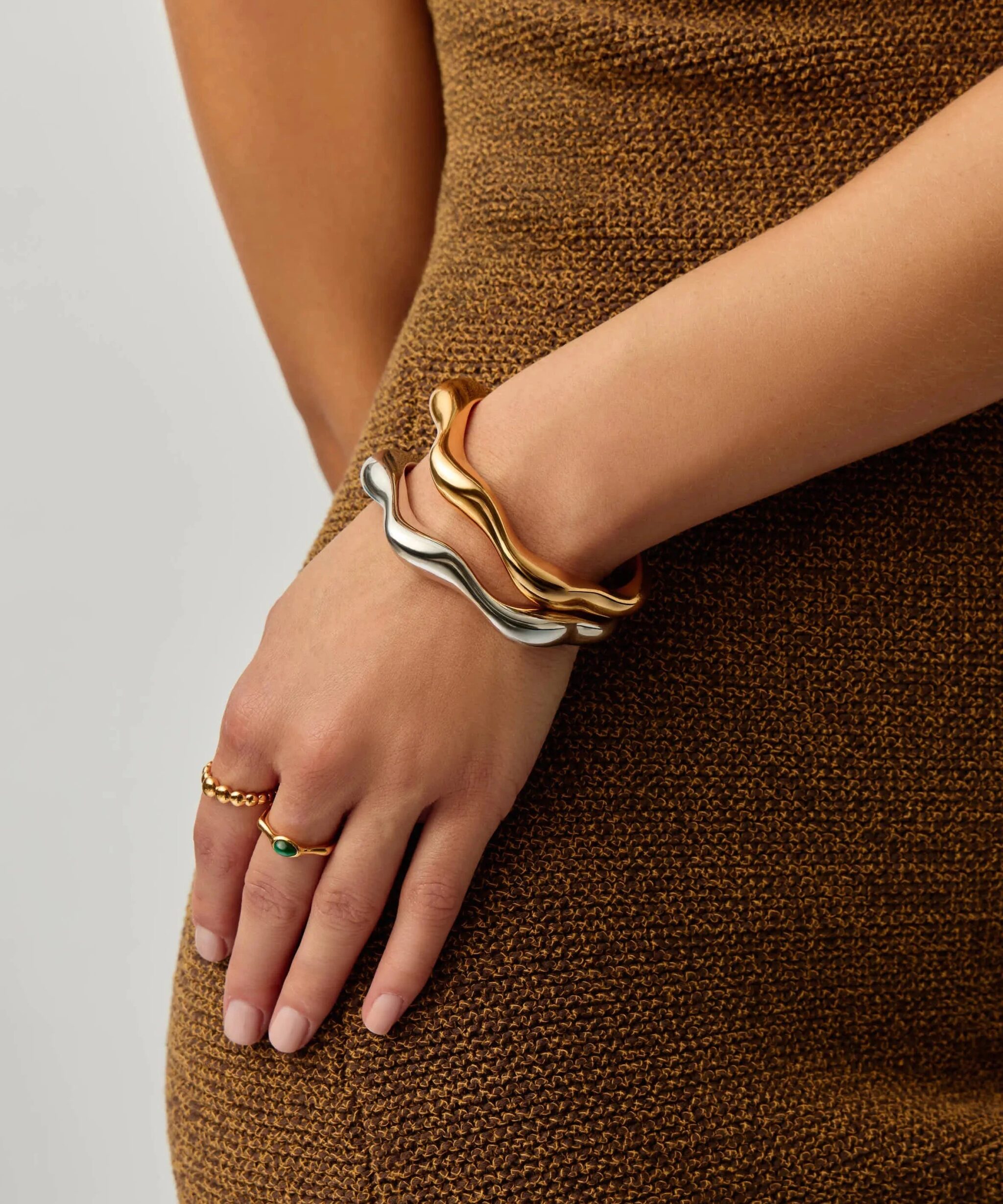 Alternative view of Eny Puffy Cuff Bracelet | 18ct Gold Plated