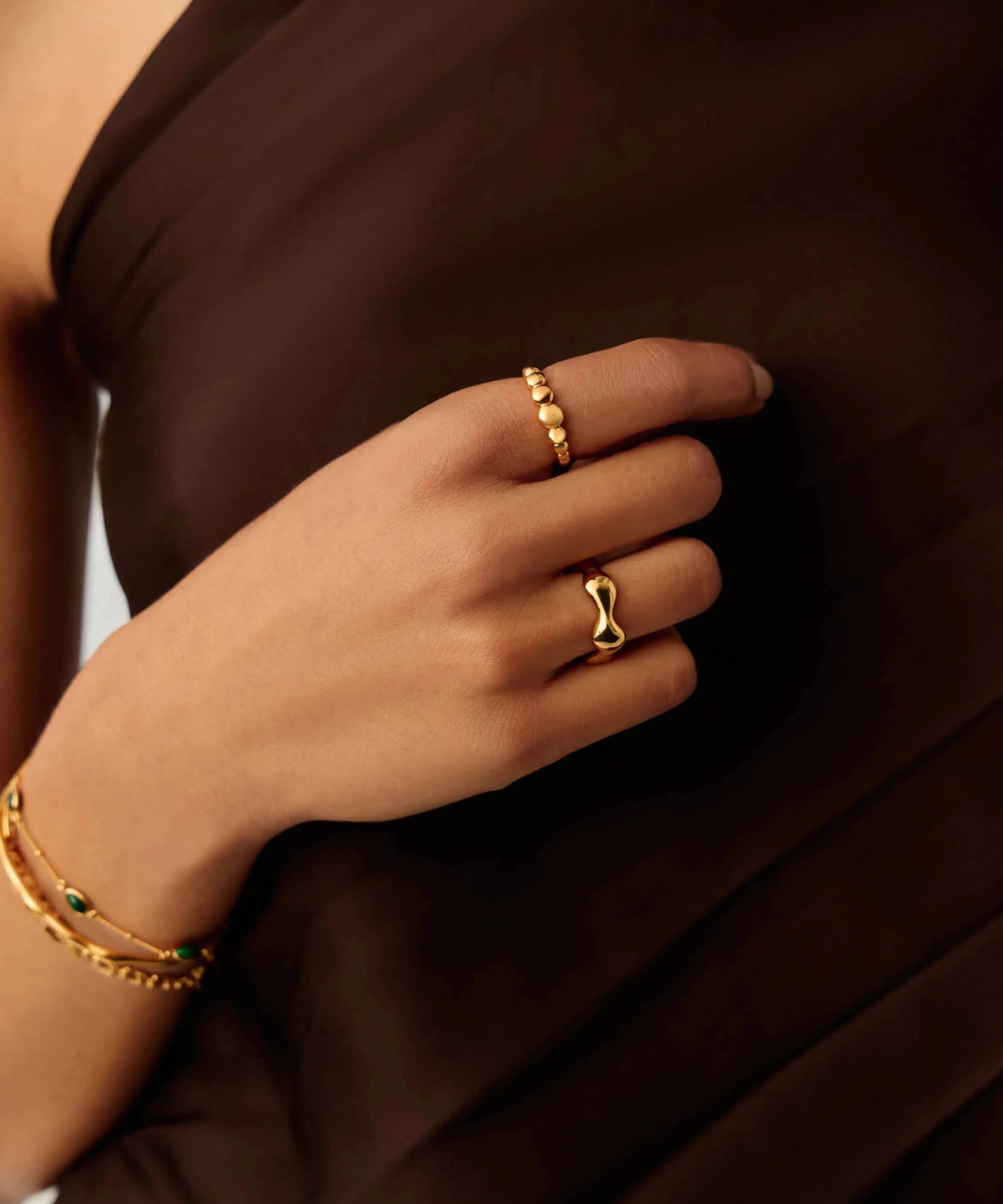 Alternative view of Eny Puffy Stacking Ring | 18ct Gold Plated