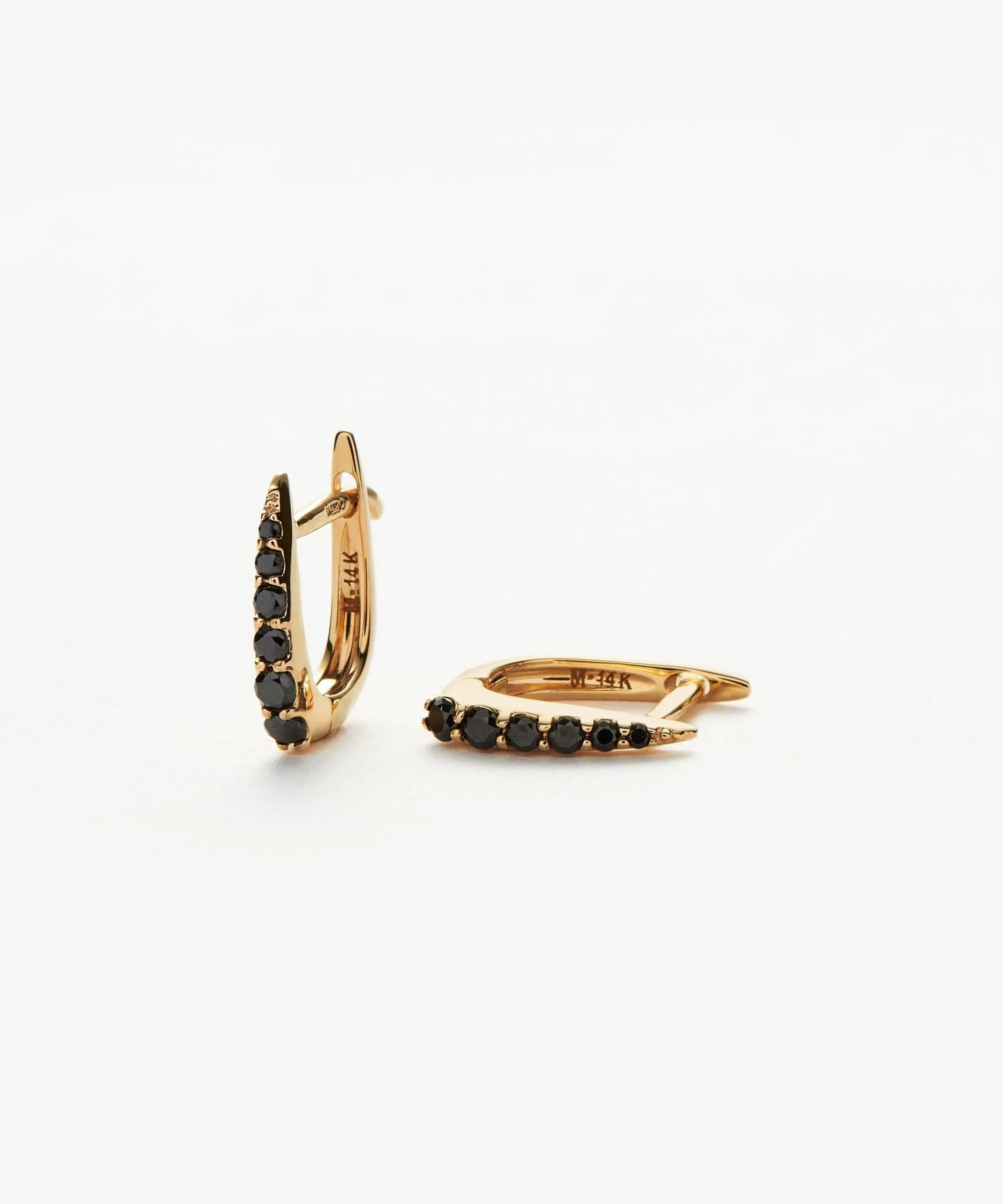 Solid Gold Claw Huggies | 14ct Solid Gold/Black Diamond