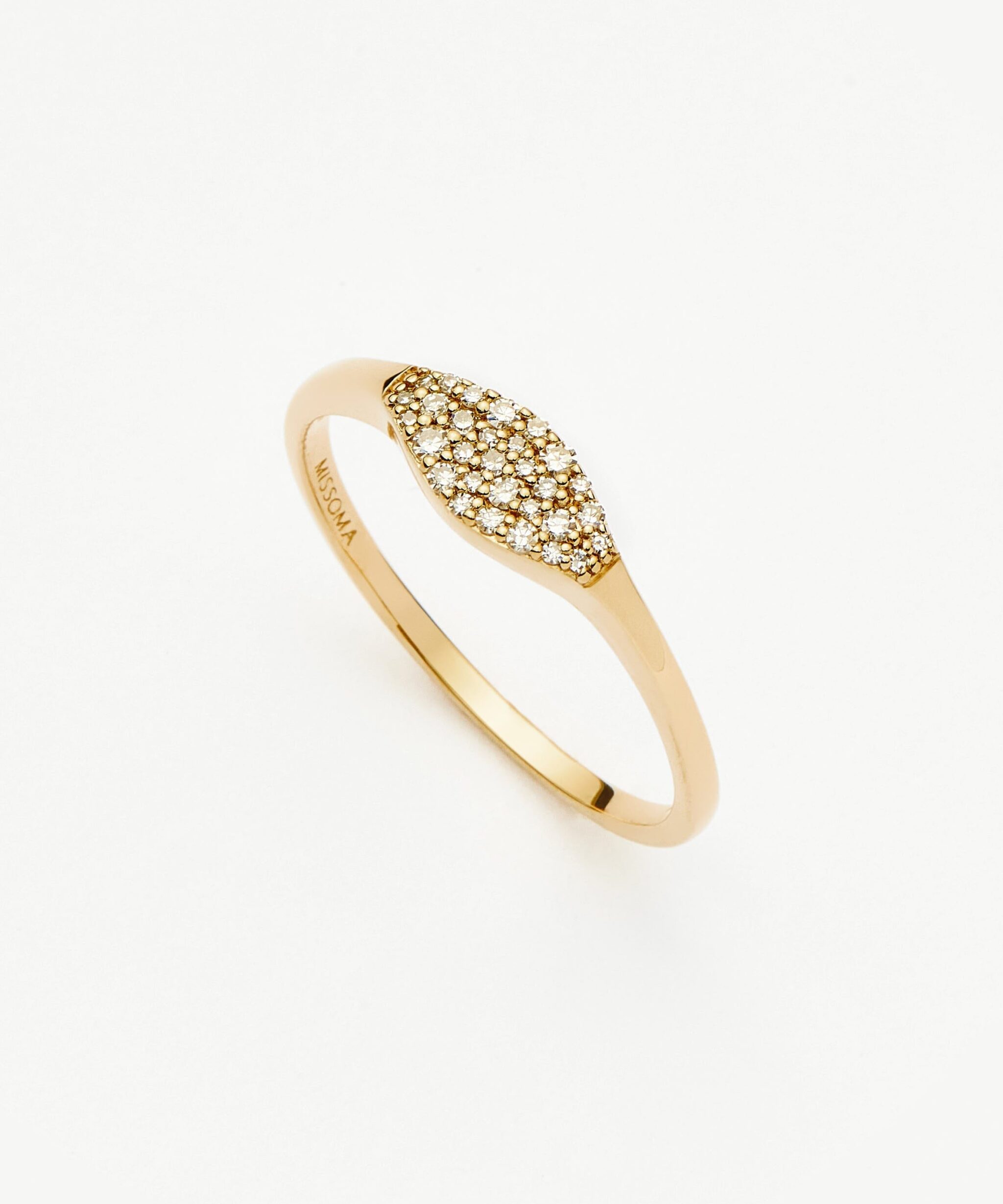 Solid Gold Diamond Signet Ring | 14ct Solid Gold/Diamond