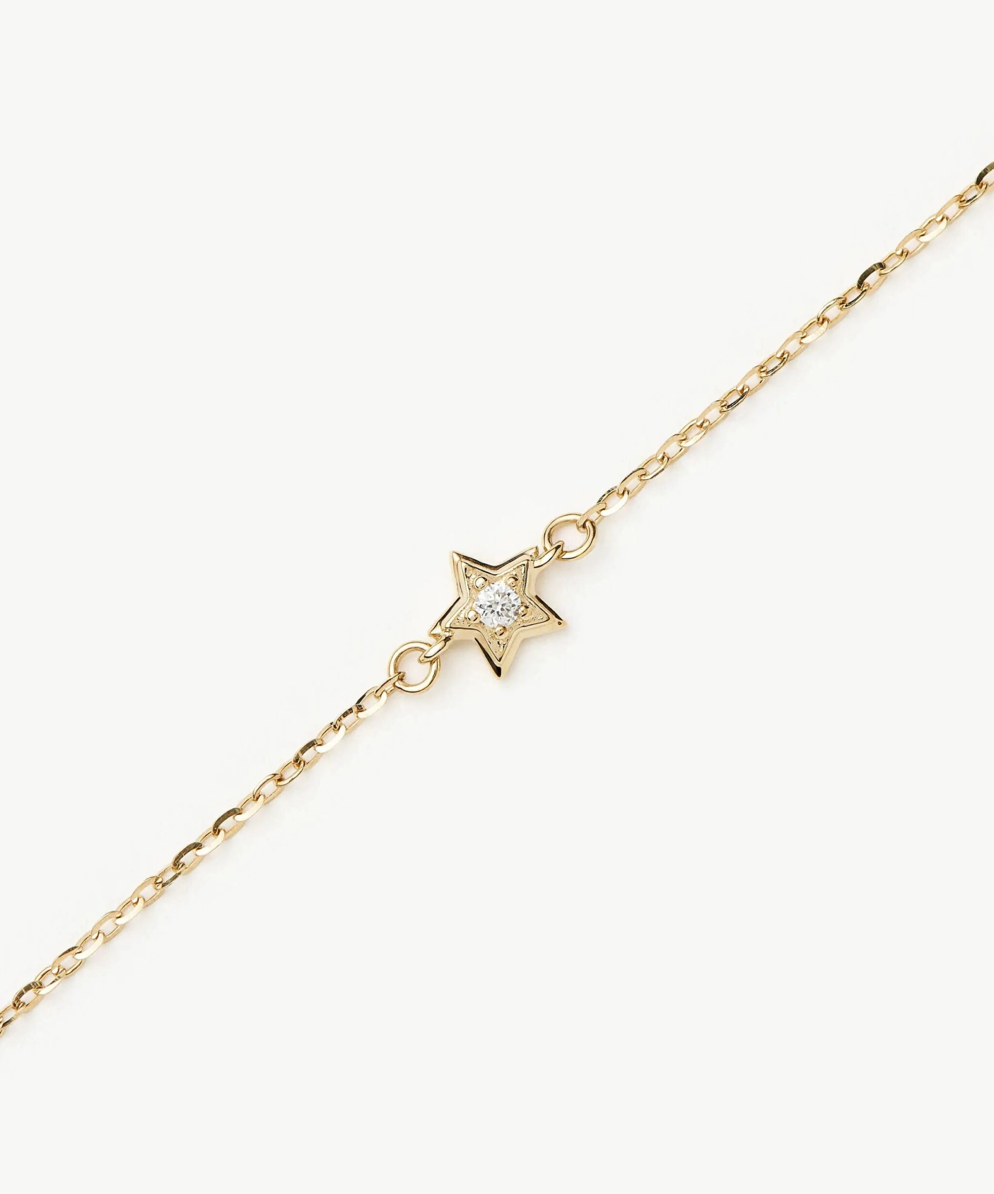 Solid Gold Diamond Star Chain Bracelet | 14ct Yellow Gold