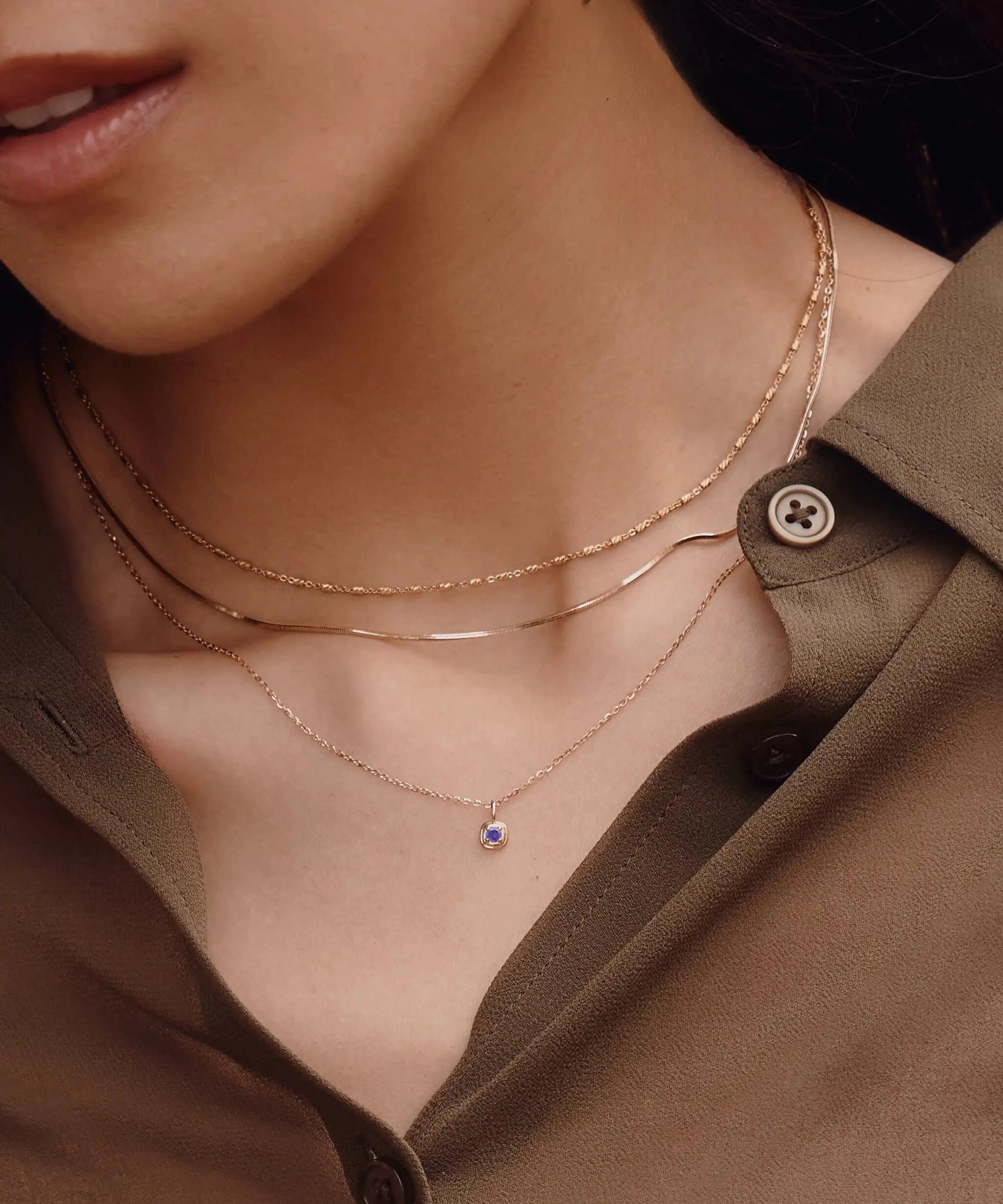 Alternative view of Solid Gold February Birthstone Pendant Necklace | 14ct Solid Gold/Amethyst
