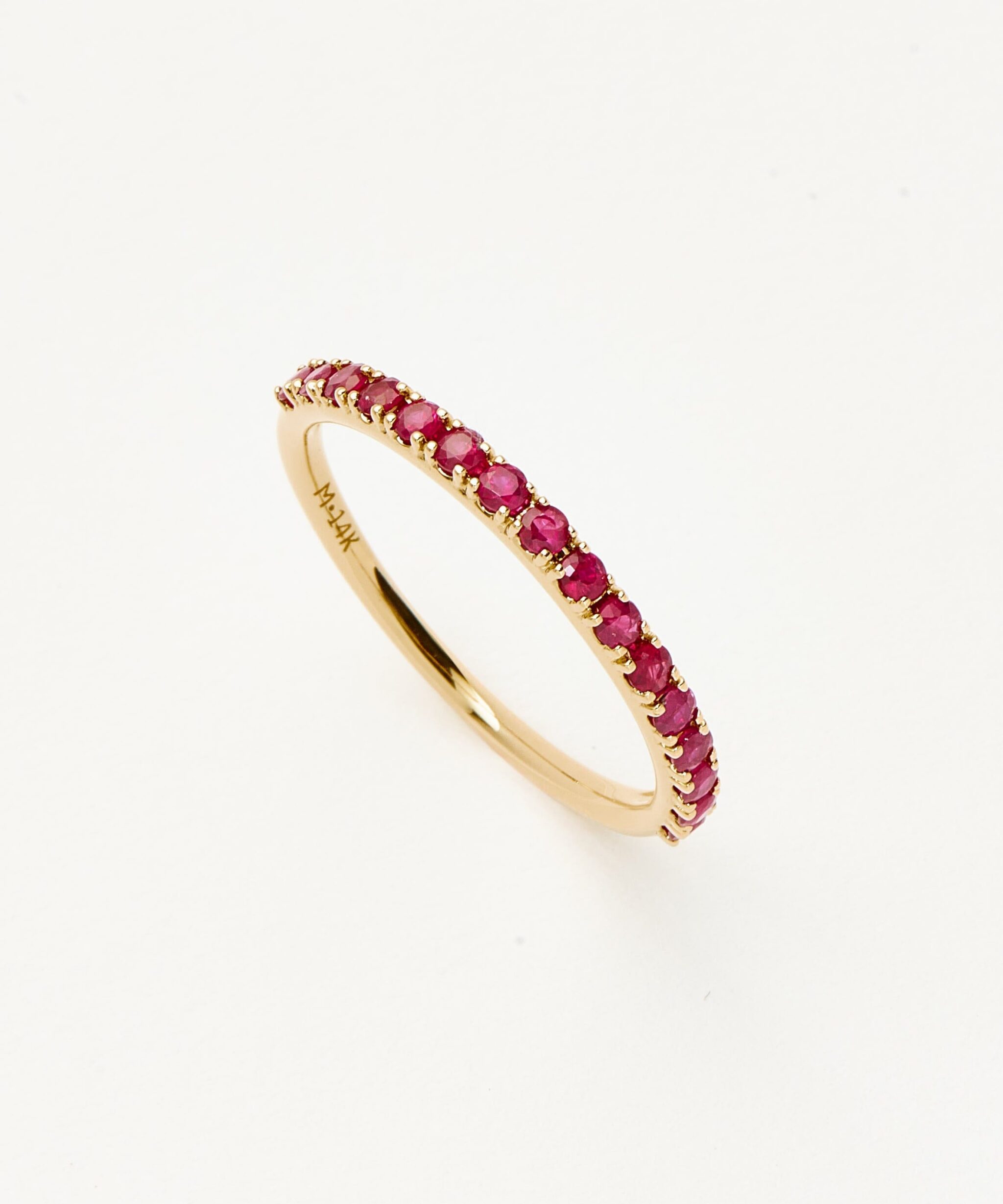 Solid Gold Half Eternity Ruby Ring | 14ct Solid Gold/Ruby