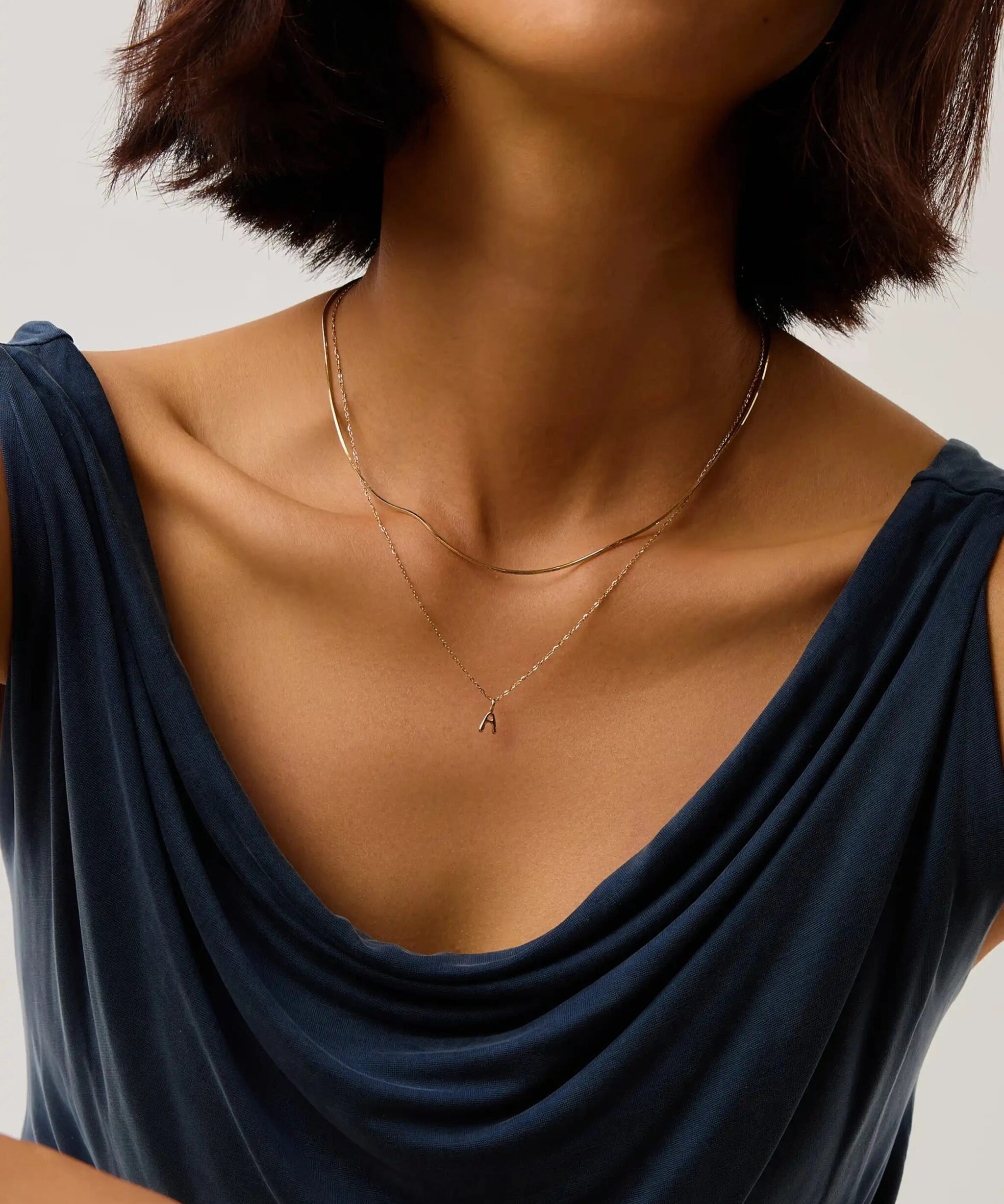 Alternative view of Solid Gold Initial Mini Pendant Necklace - A | 14ct Solid Gold