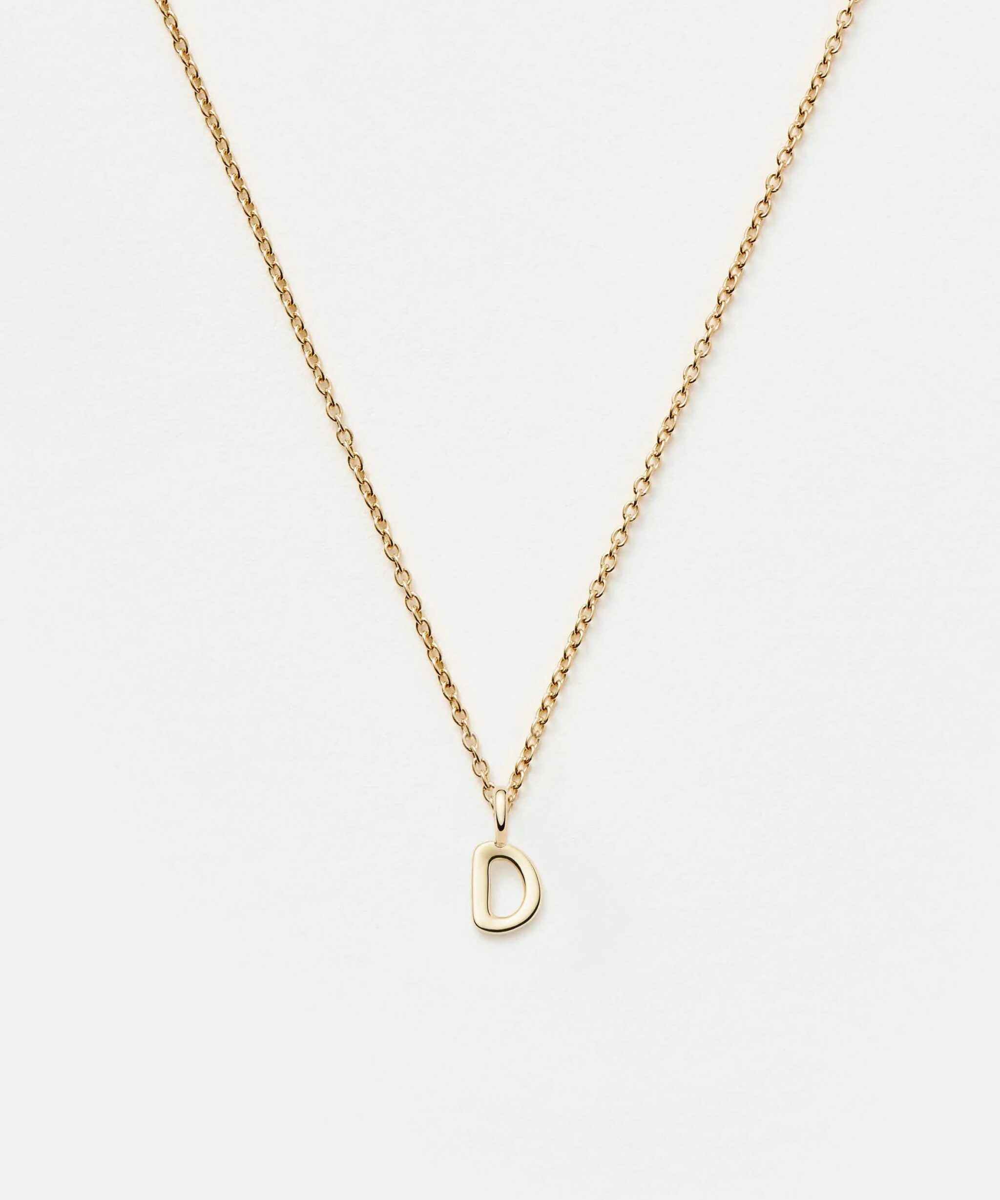 Solid Gold Initial Mini Pendant Necklace - D | 14ct Solid Gold