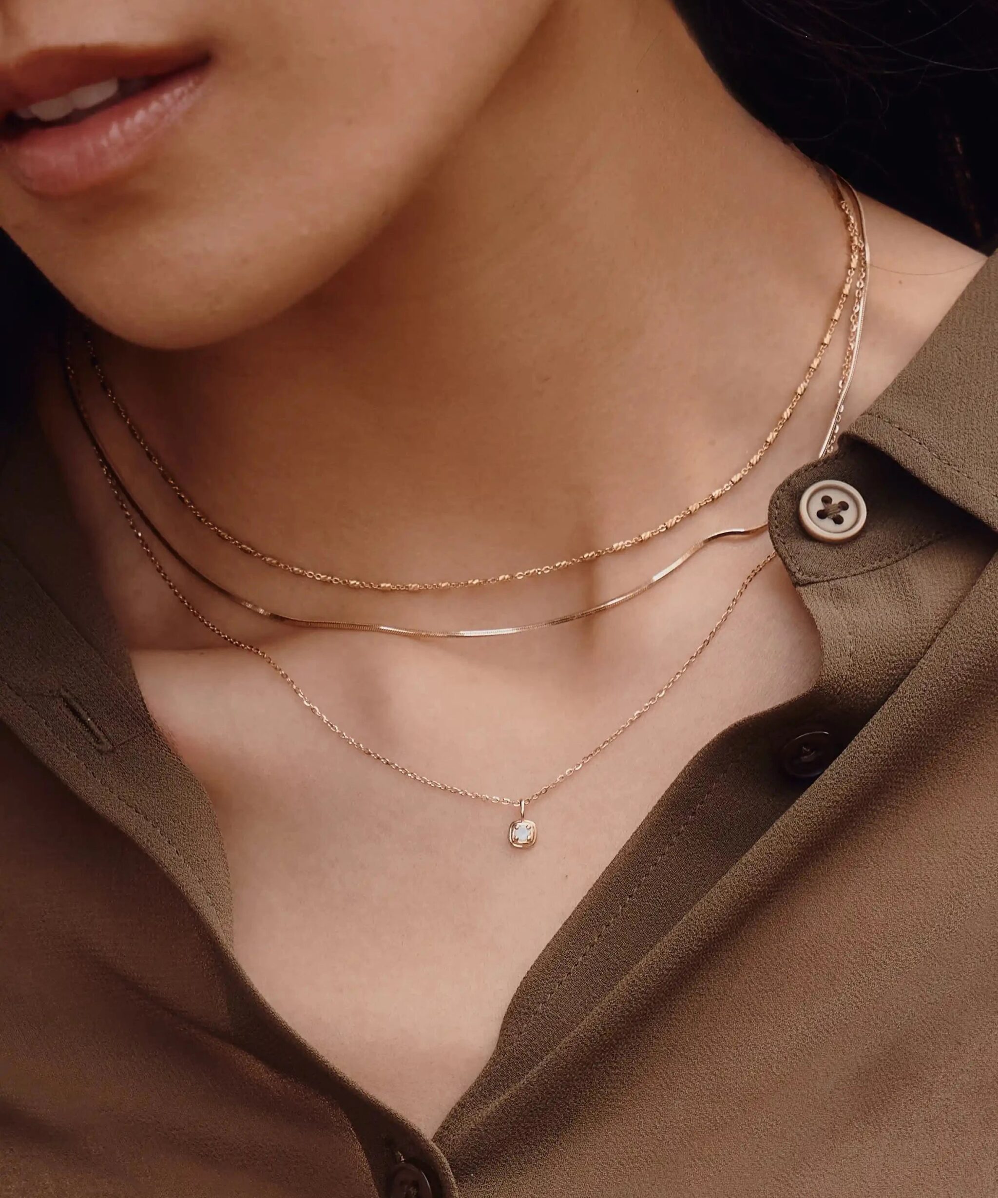 Alternative view of Solid Gold June Birthstone Pendant Necklace | 14ct Solid Gold/Rainbow Moonstone