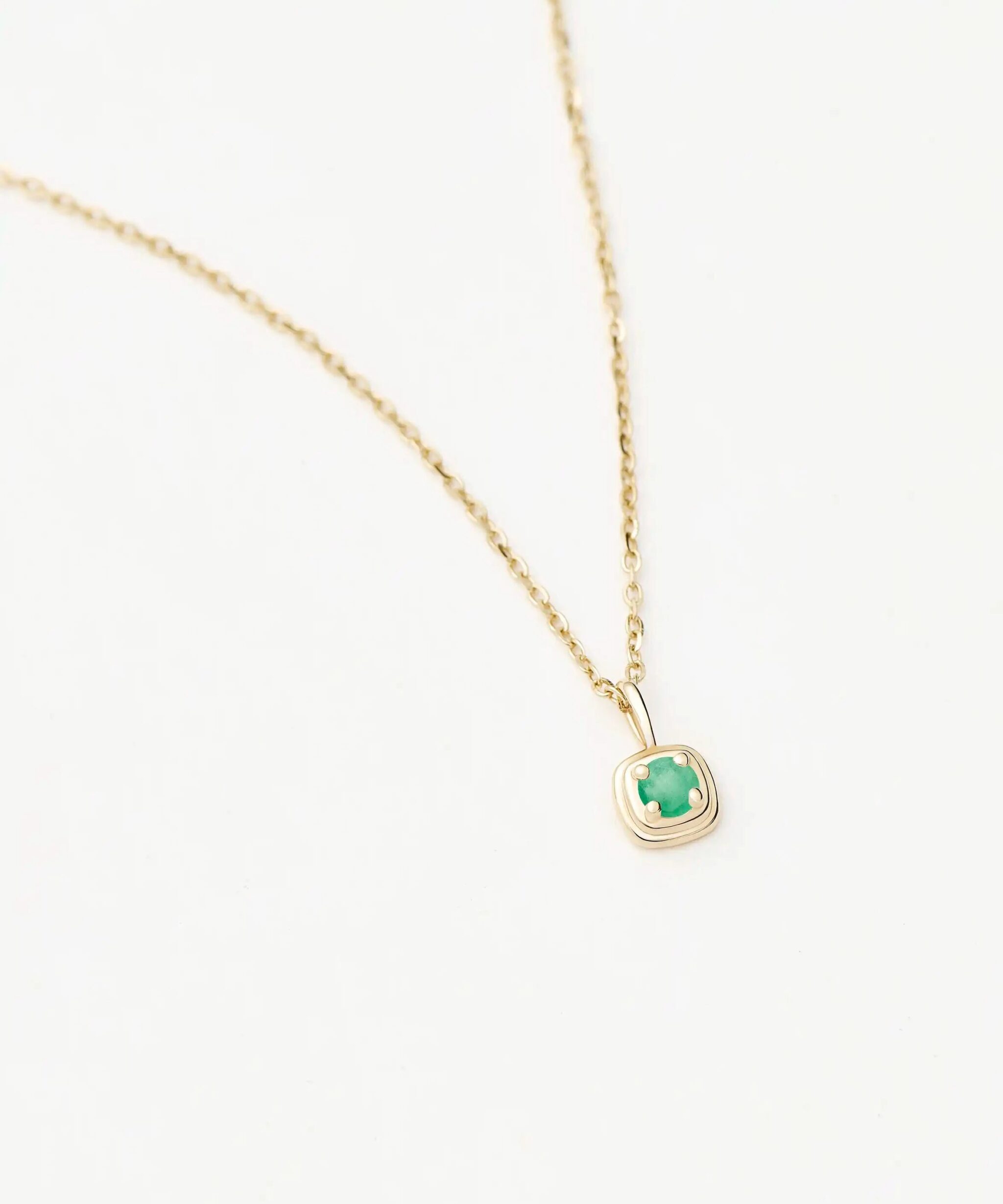 Solid Gold May Birthstone Pendant Necklace | 14ct Solid Gold/Emerald
