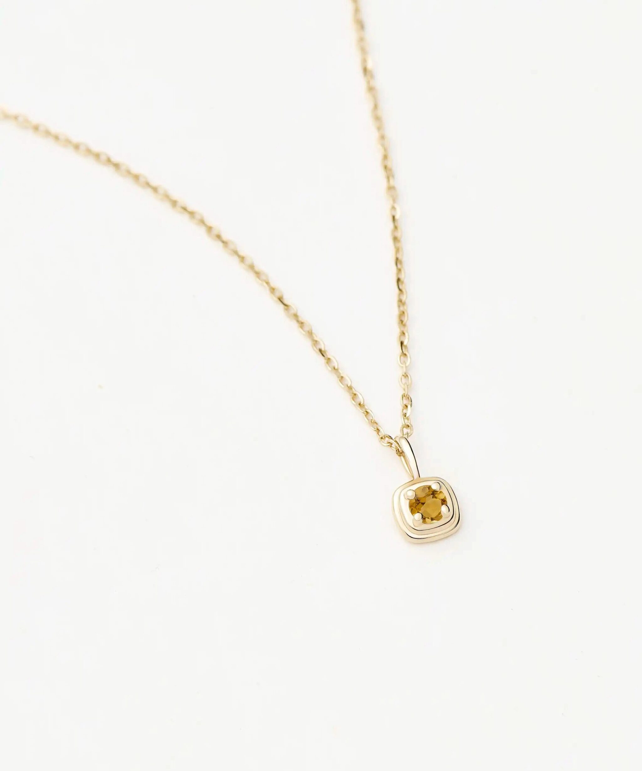 Solid Gold November Birthstone Pendant Necklace | 14ct Solid Gold/Citrine