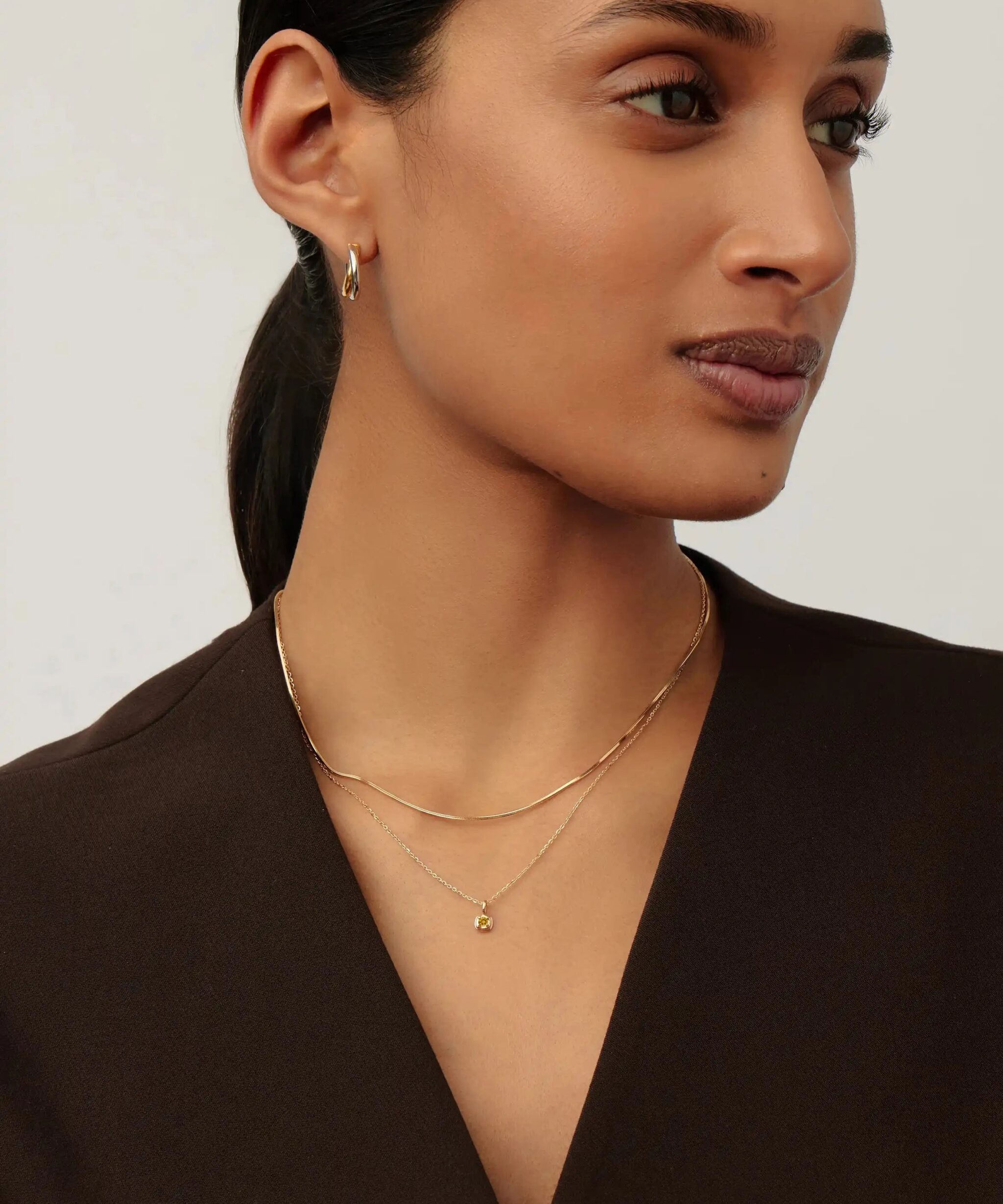 Alternative view of Solid Gold November Birthstone Pendant Necklace | 14ct Solid Gold/Citrine