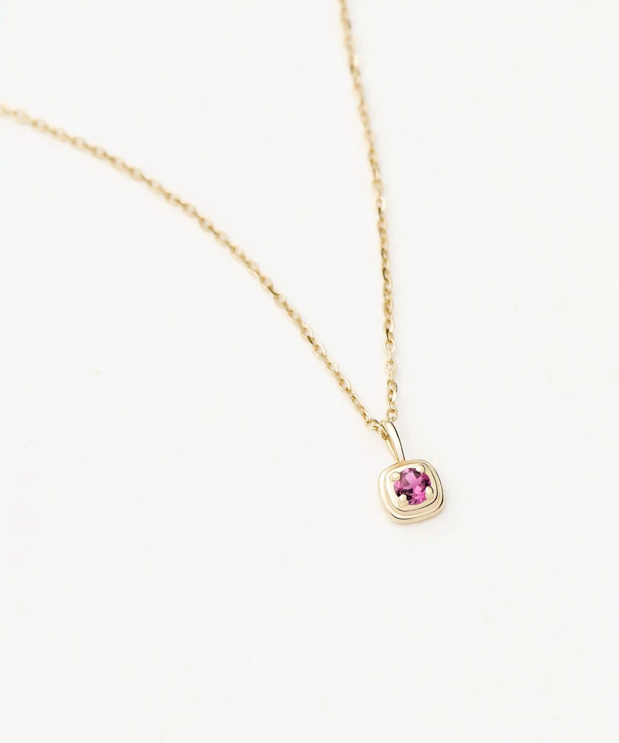 Solid Gold October Birthstone Pendant Necklace | 14ct Solid Gold/Pink Tourmaline