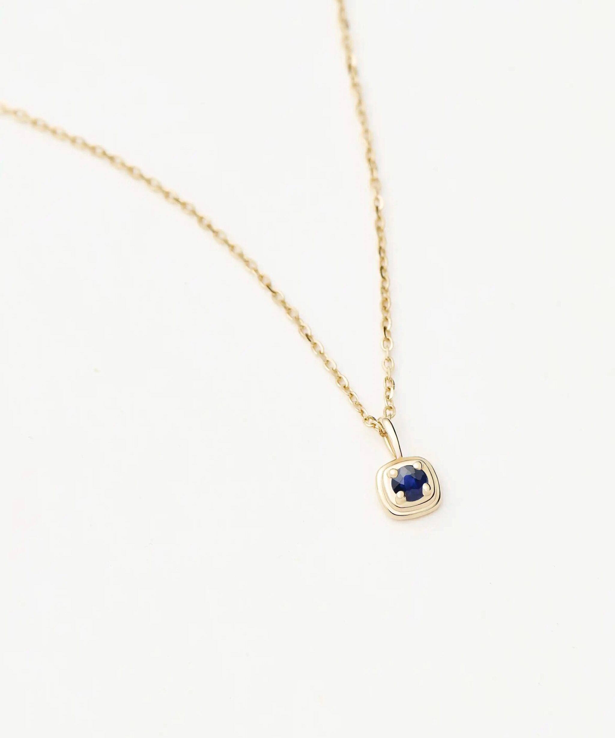 Solid Gold September Birthstone Pendant Necklace | 14ct Solid Gold/Blue Sapphire