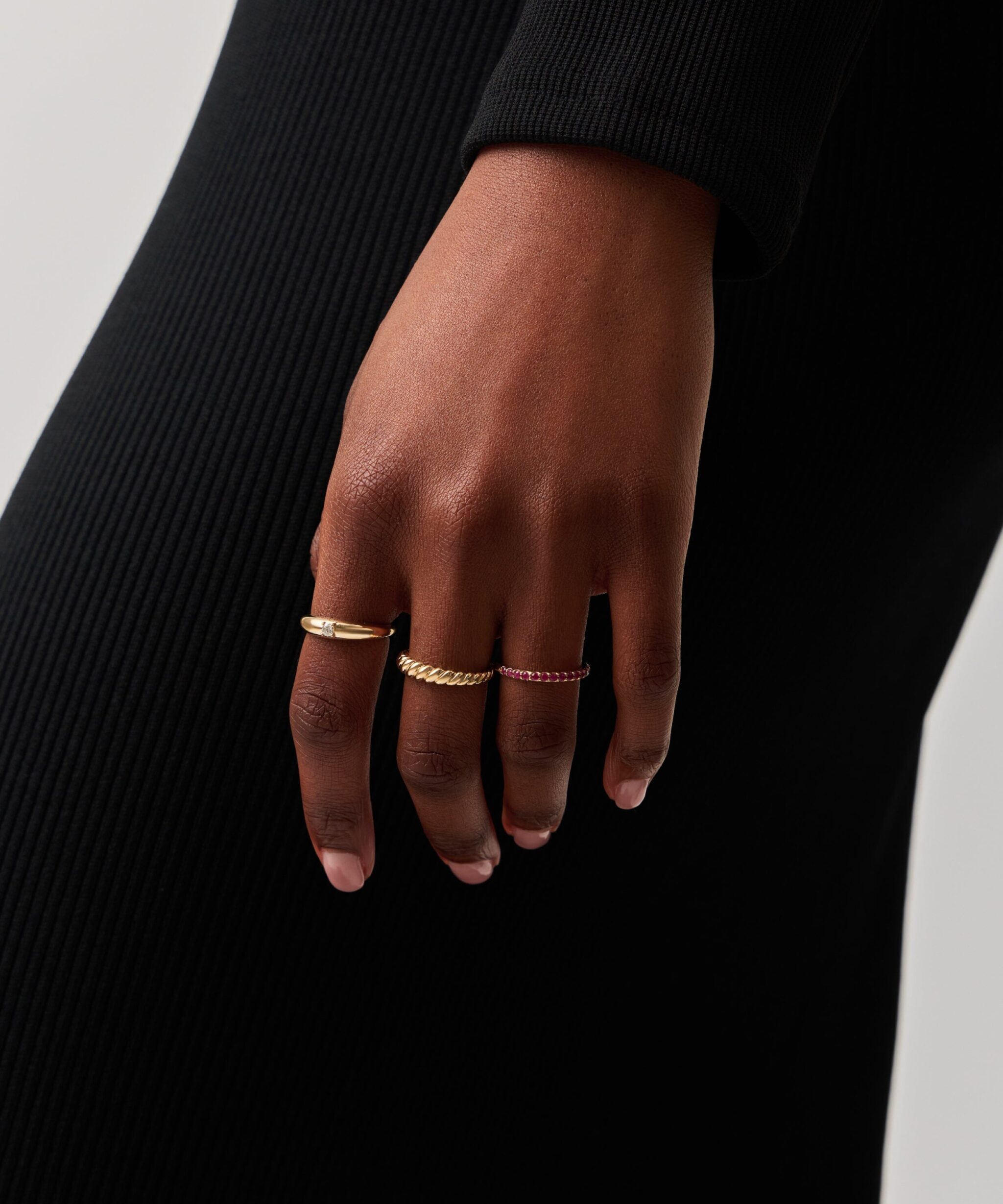 Alternative view of Solid Gold Single Diamond Classic Dome Ring | 14ct Solid Gold/Diamond