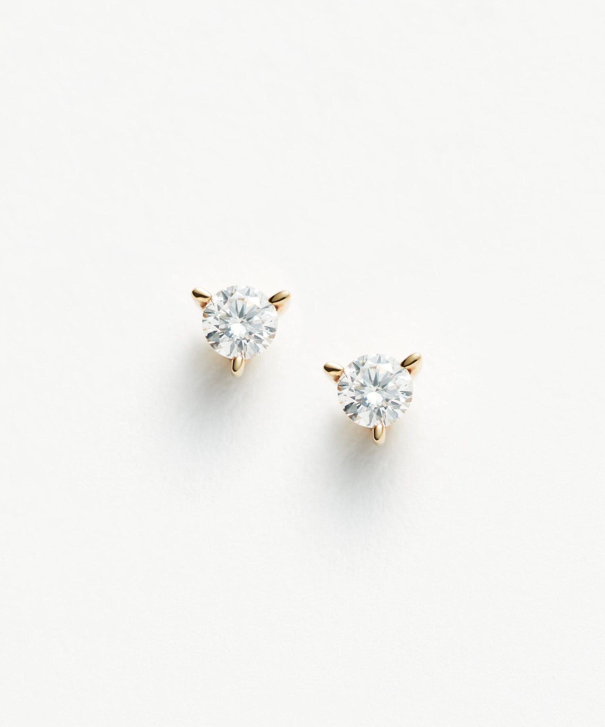 Solid Gold Small Solitaire Diamond Stud Earrings | 14ct Solid Gold