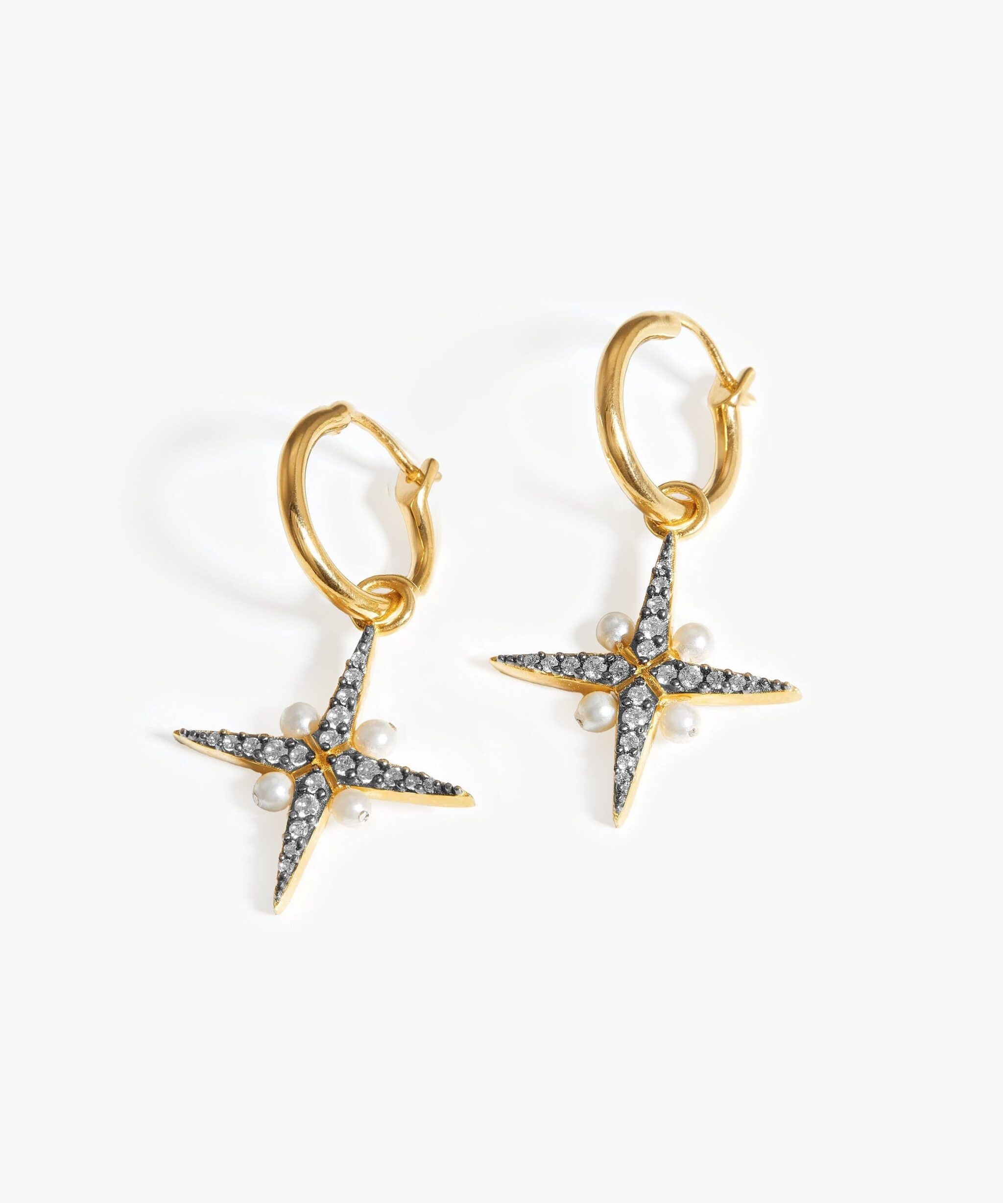 Harris Reed North Star Pearl Hoop Earrings | Gold/Pearl