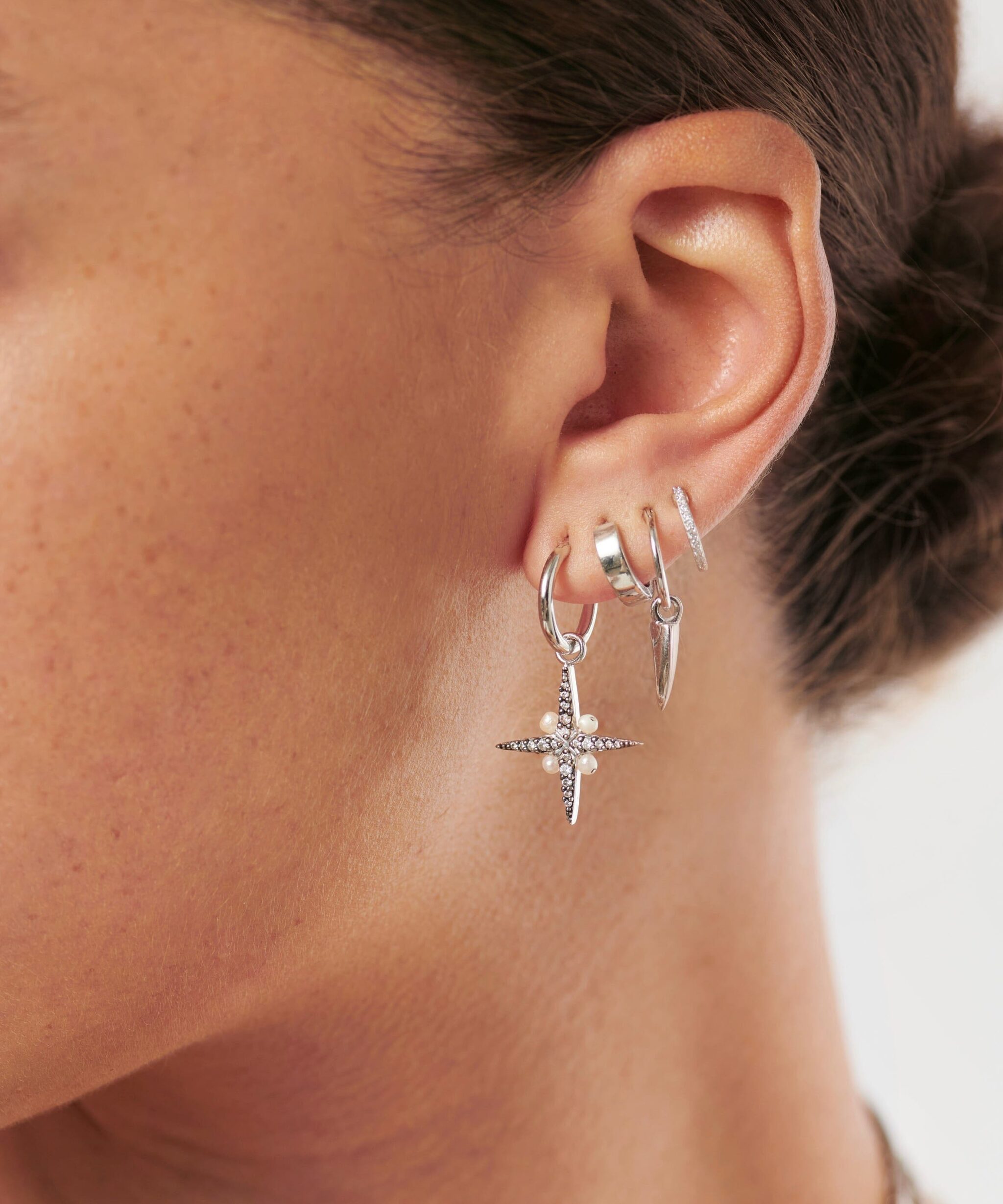 Alternative view of Harris Reed North Star Pearl Hoop Earrings | Sterling Silver/Pearl