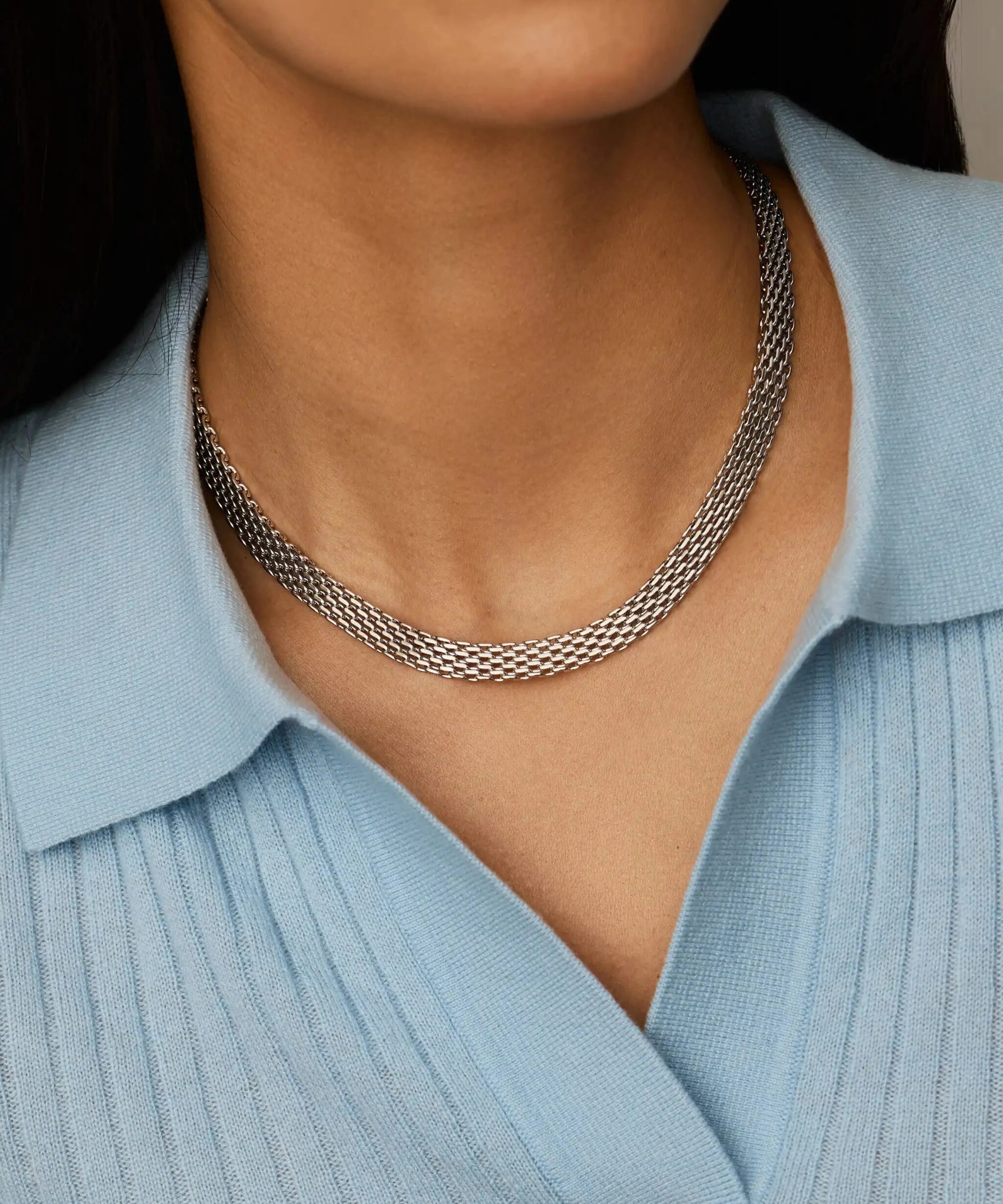 Alternative view of Heirloom Chain Choker Necklace | Platinum Plated