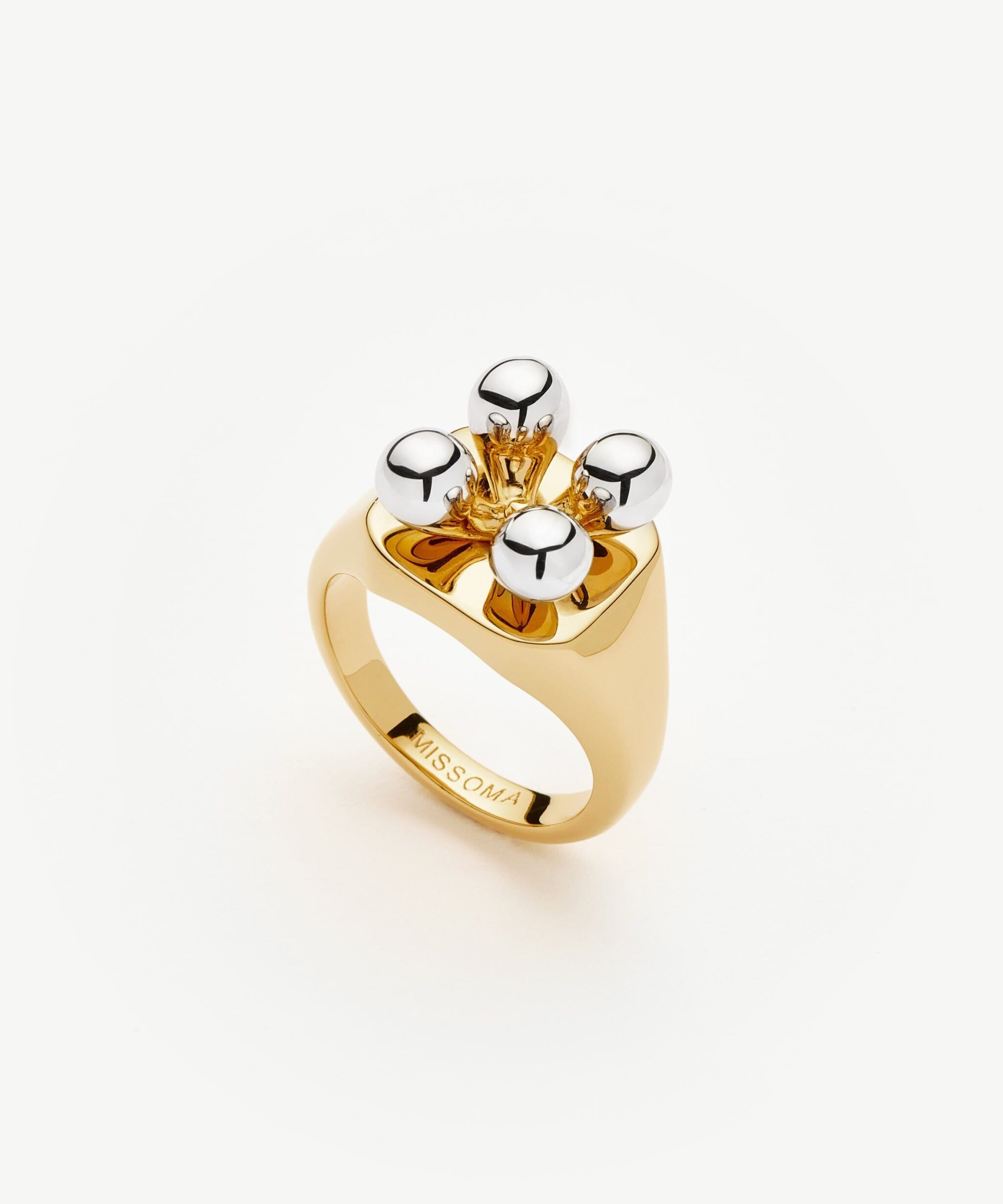 Kinetic Atom Spinning Signet Ring | Mixed Metal