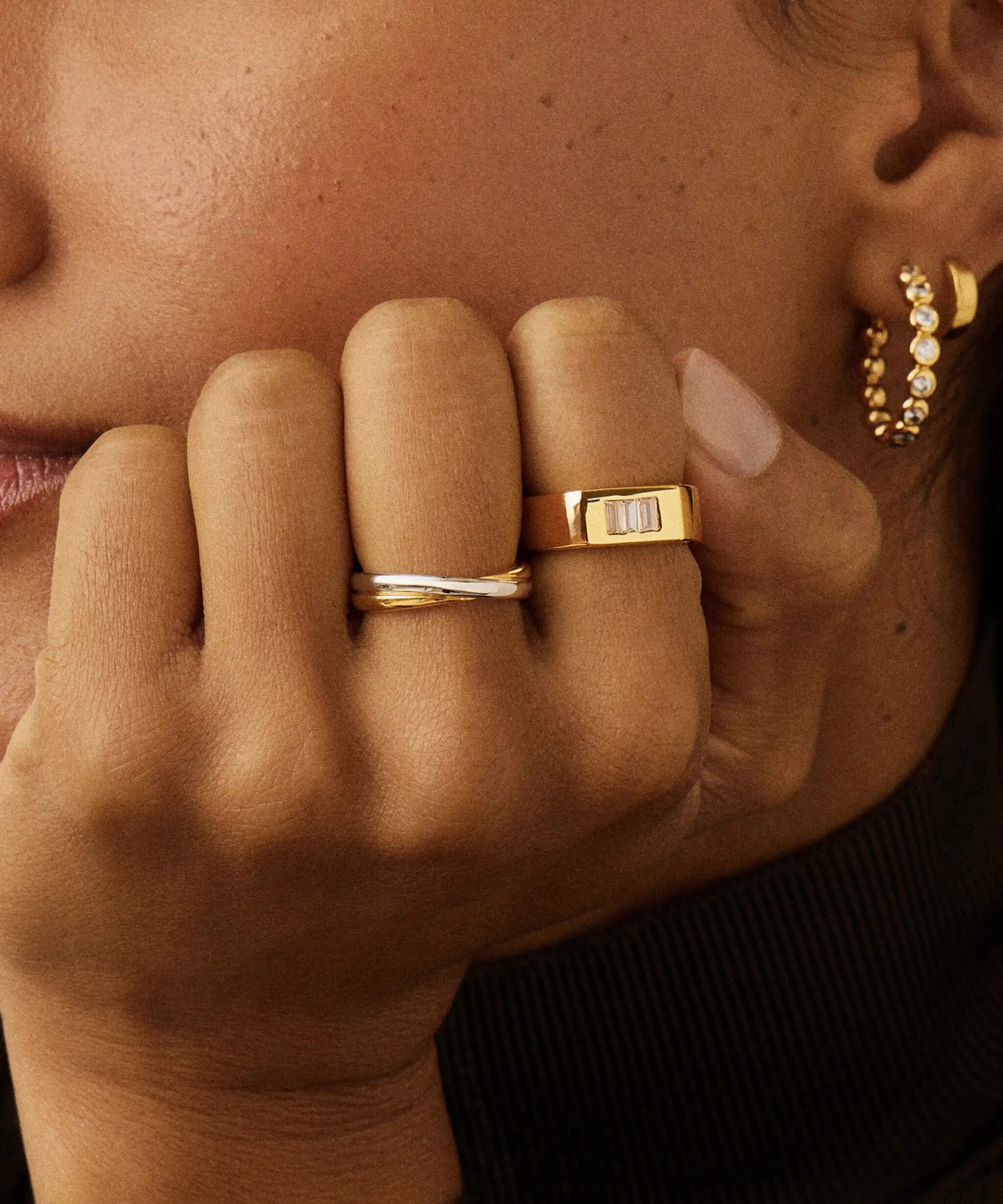 Alternative view of Lucy Williams Triple Stone Chunky Ring | 18ct Gold Plated