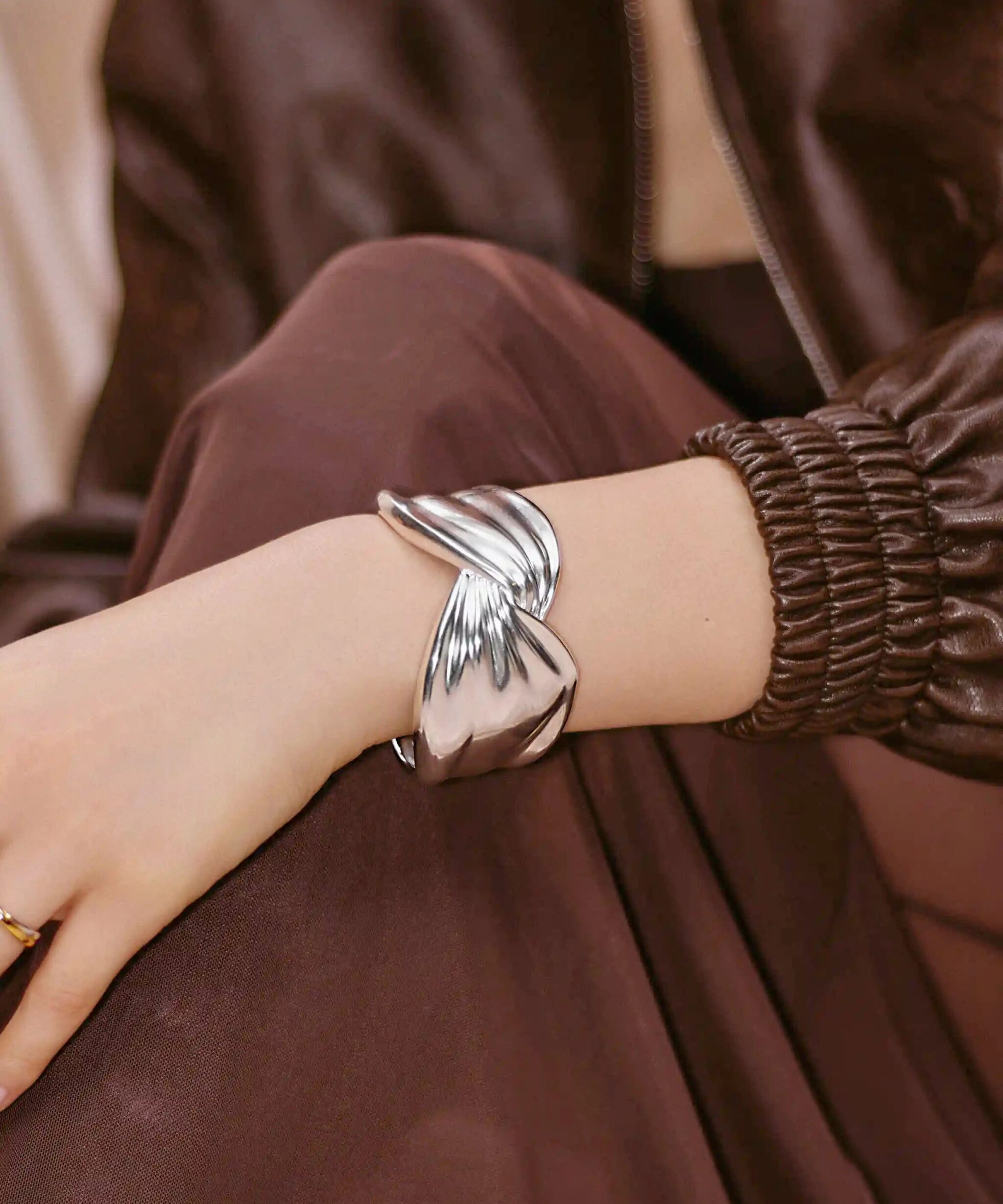 Alternative view of MARKGONG Draped Statement Cuff | Silver Plated