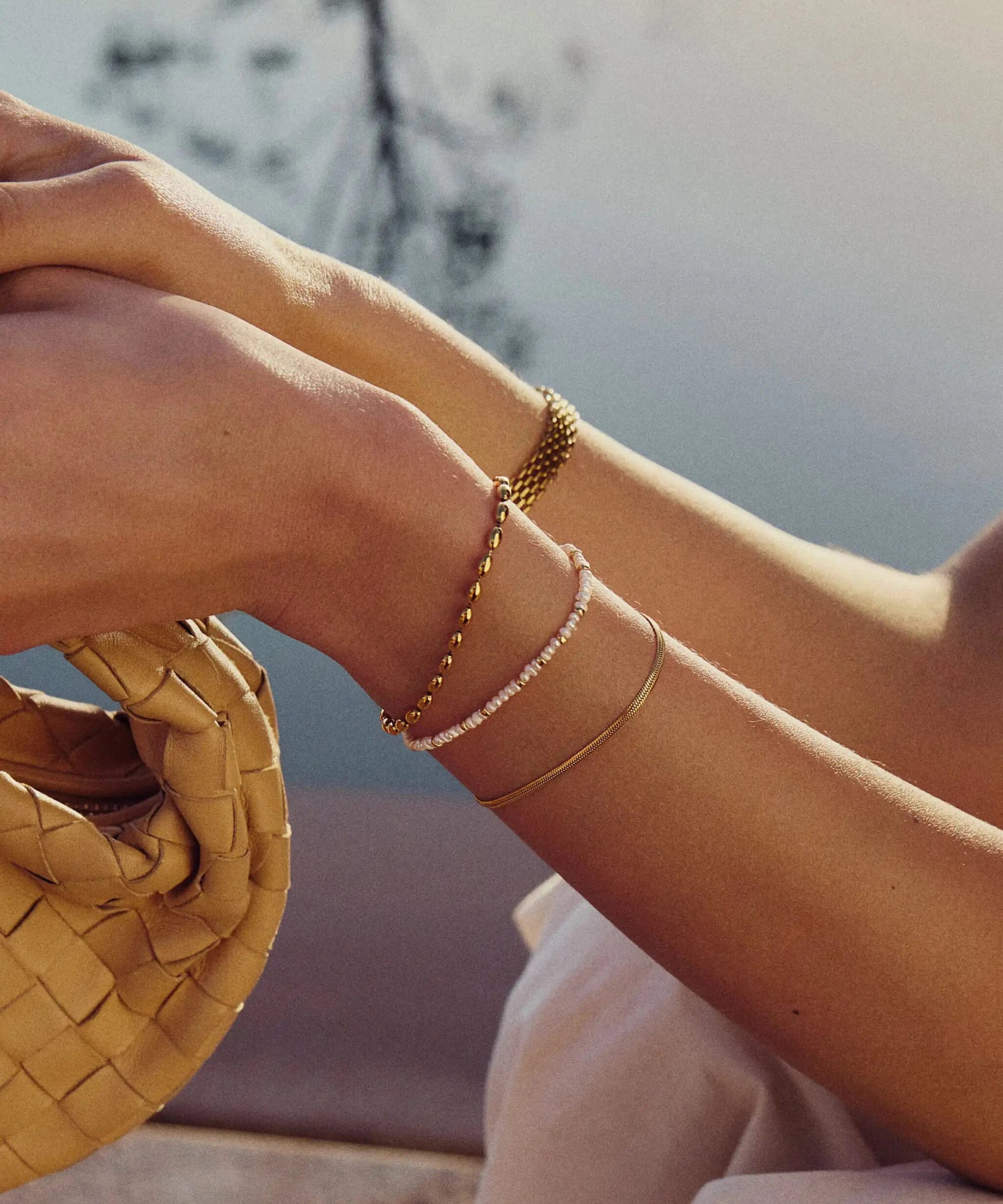 Alternative view of Micro Pearl Beaded Bracelet | 18ct Gold Plated/Pearl