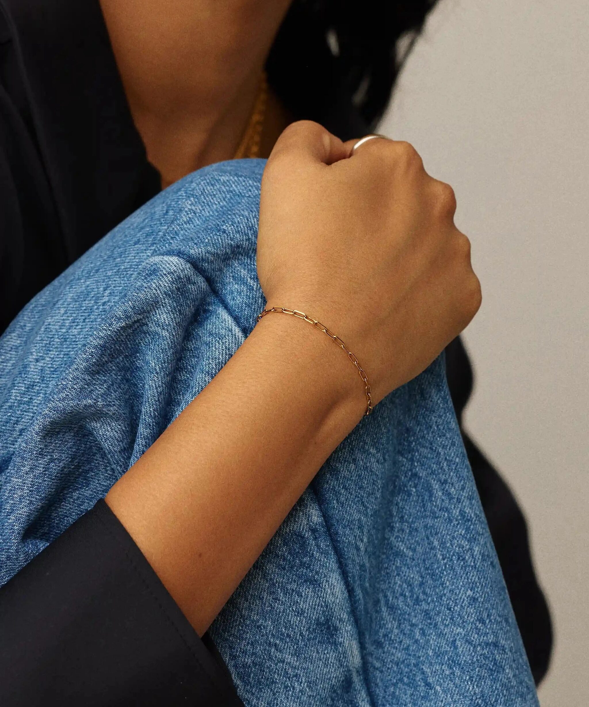 Alternative view of Mini Paperclip Chain Bracelet | 18ct Gold Plated