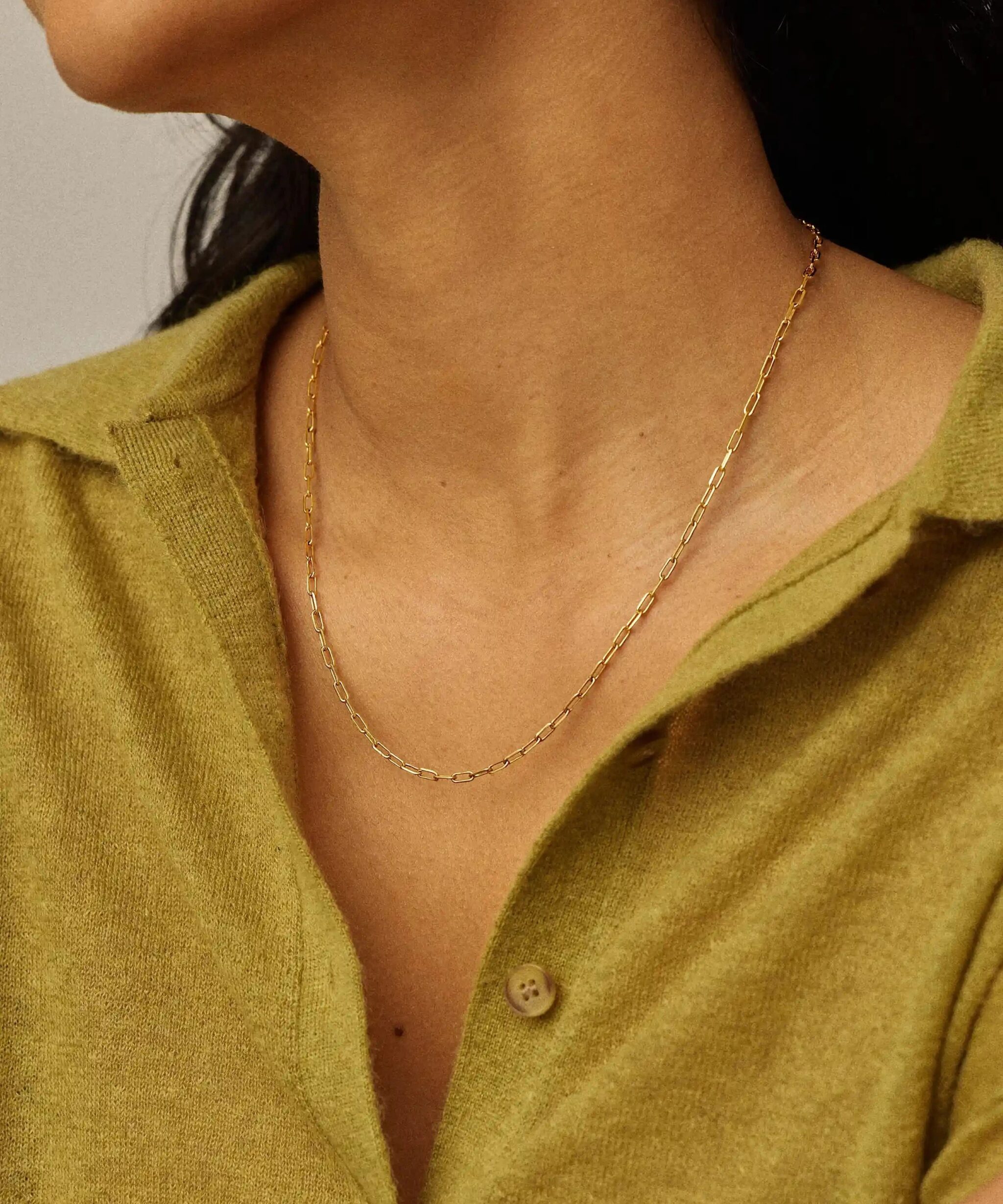 Alternative view of Mini Paperclip Chain Necklace | 18ct Gold Plated