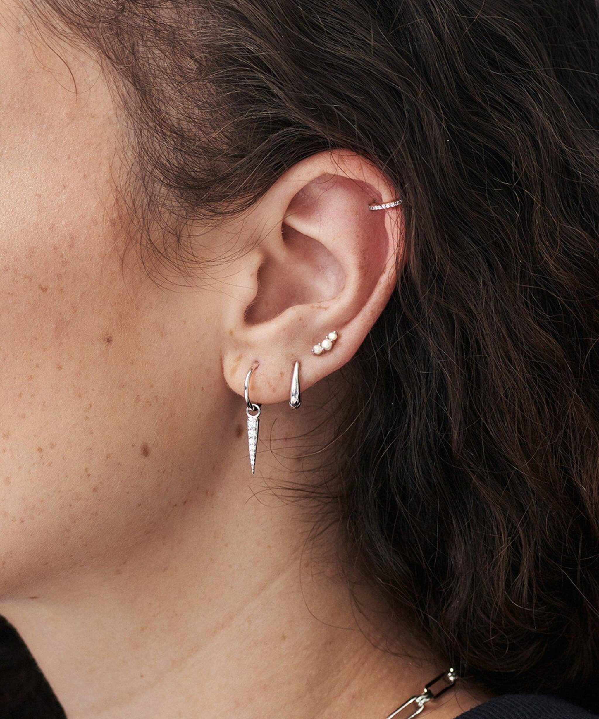 Alternative view of Small Pave Spike Charm Hoop Earrings