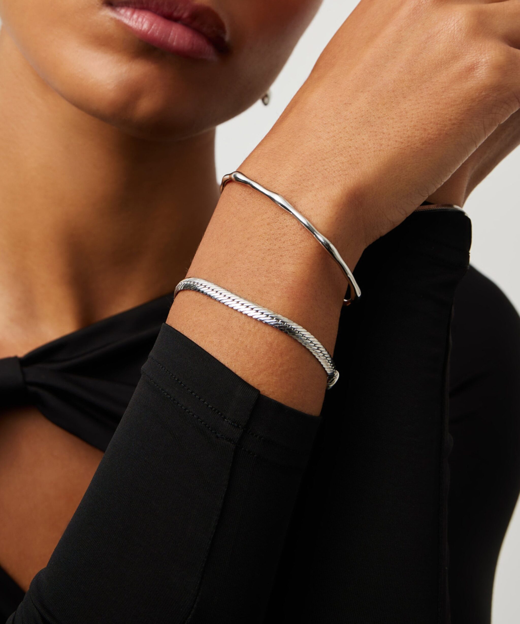 Alternative view of Molten Cuff Bracelet | Silver Plated