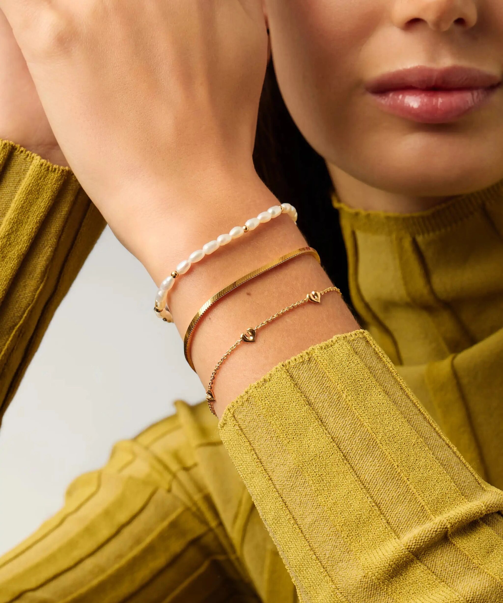 Alternative view of Molten Heart Mini Charm Bracelet | 18ct Gold Vermeil