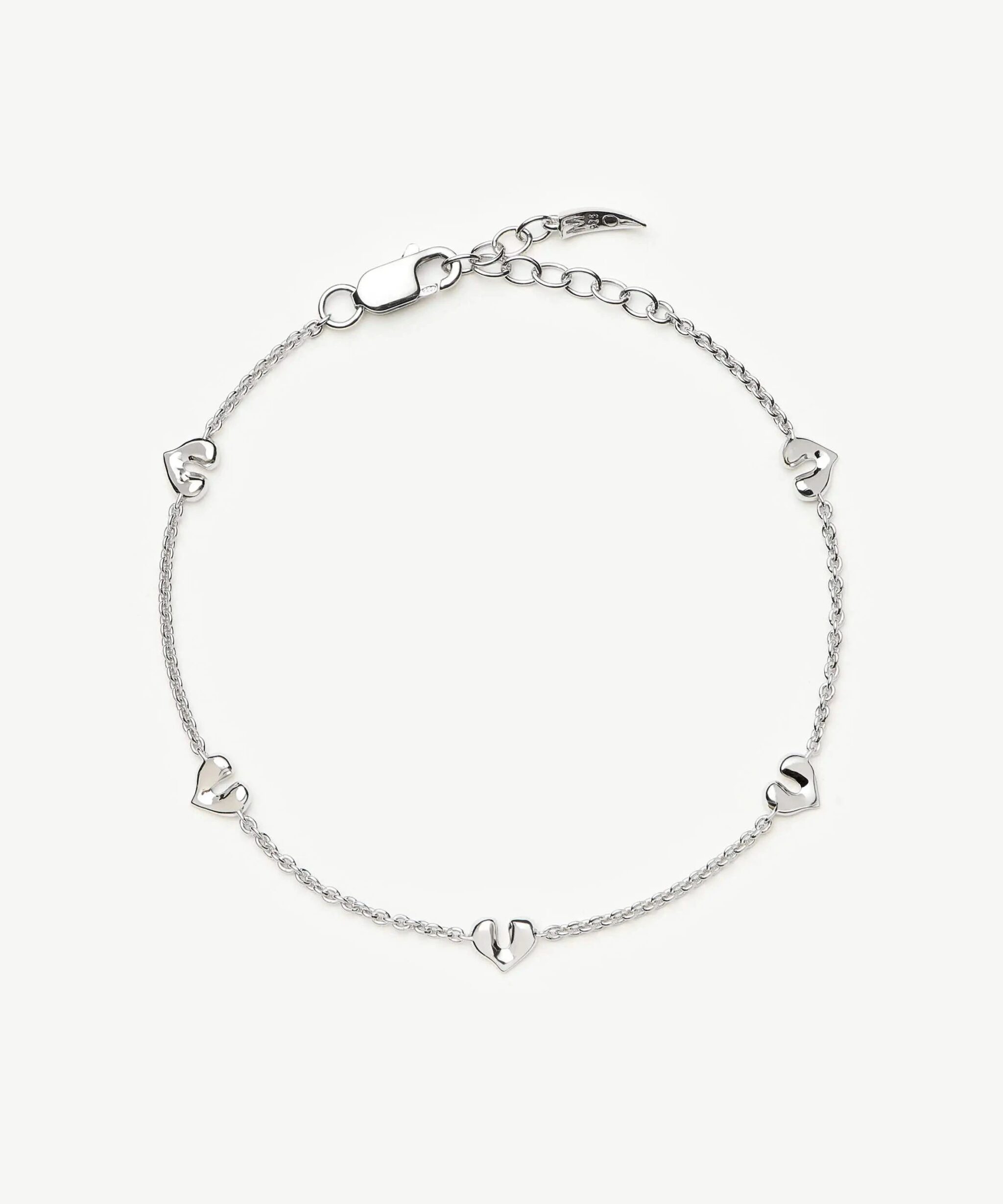 Molten Heart Mini Charm Bracelet | Sterling Silver