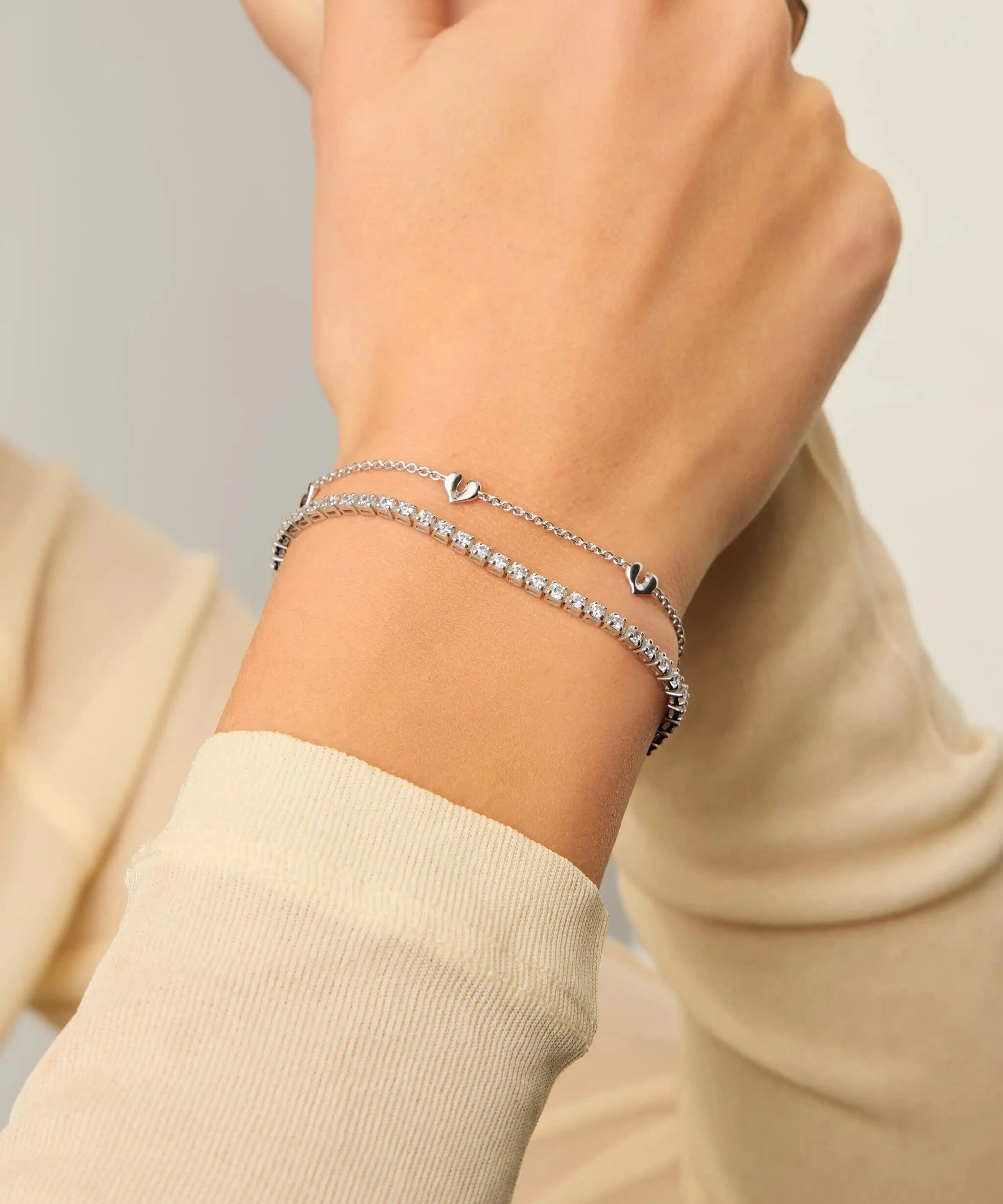 Alternative view of Molten Heart Mini Charm Bracelet | Sterling Silver