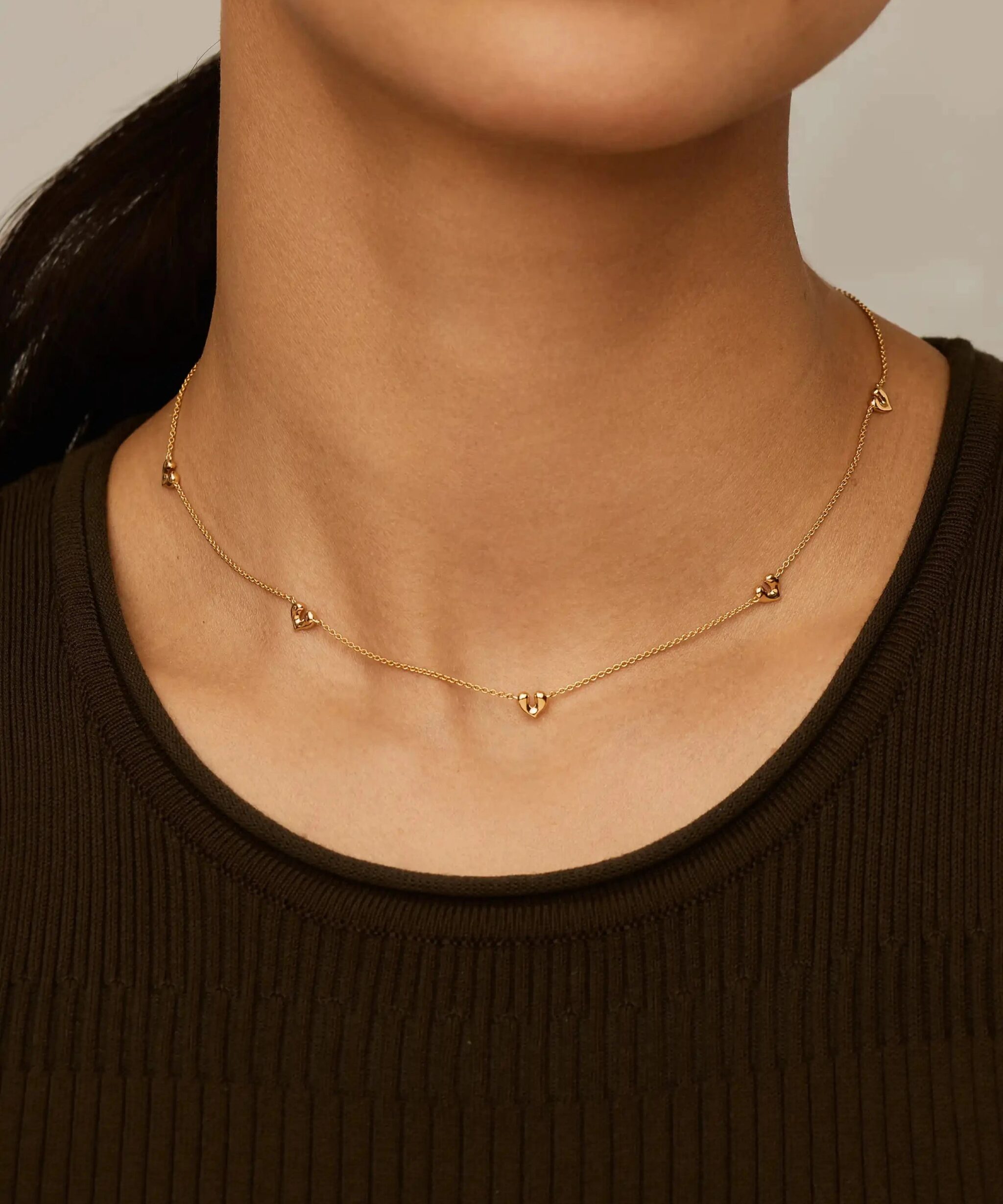 Alternative view of Molten Heart Mini Charm Choker | 18ct Gold Vermeil