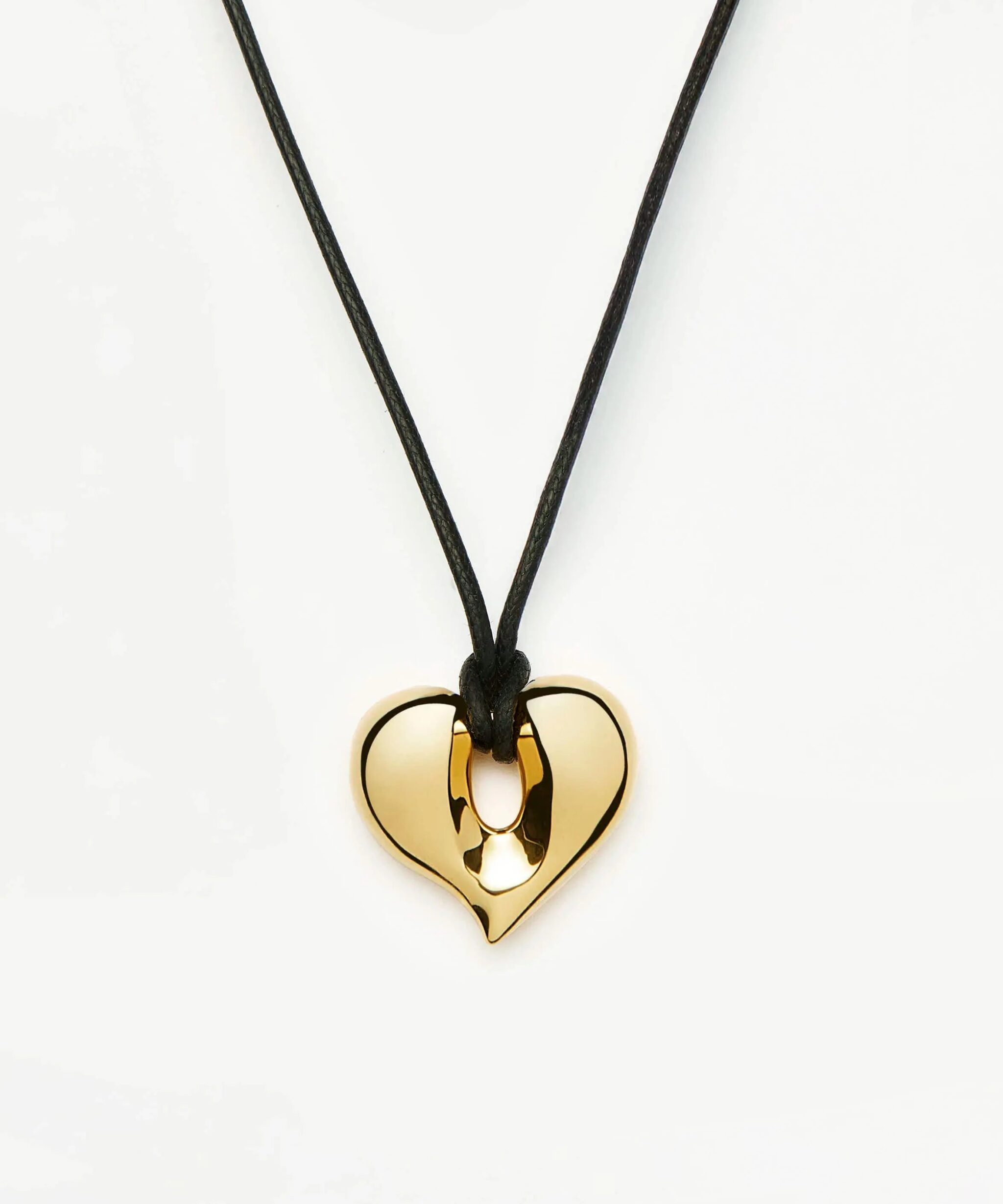 Molten Heart Pendant Cord Necklace | 18ct Gold Plated