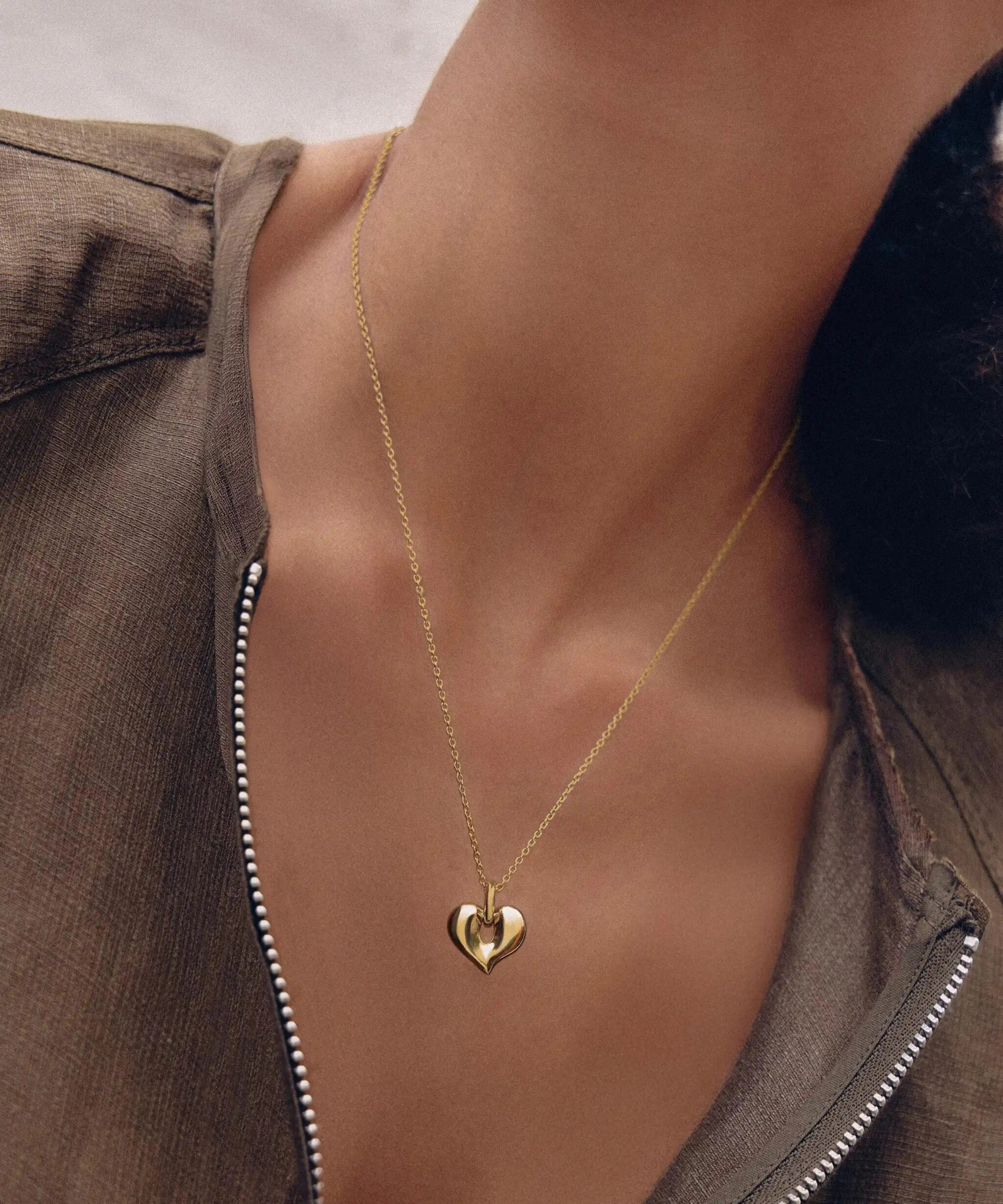 Alternative view of Molten Heart Pendant Necklace | 18ct Gold Plated
