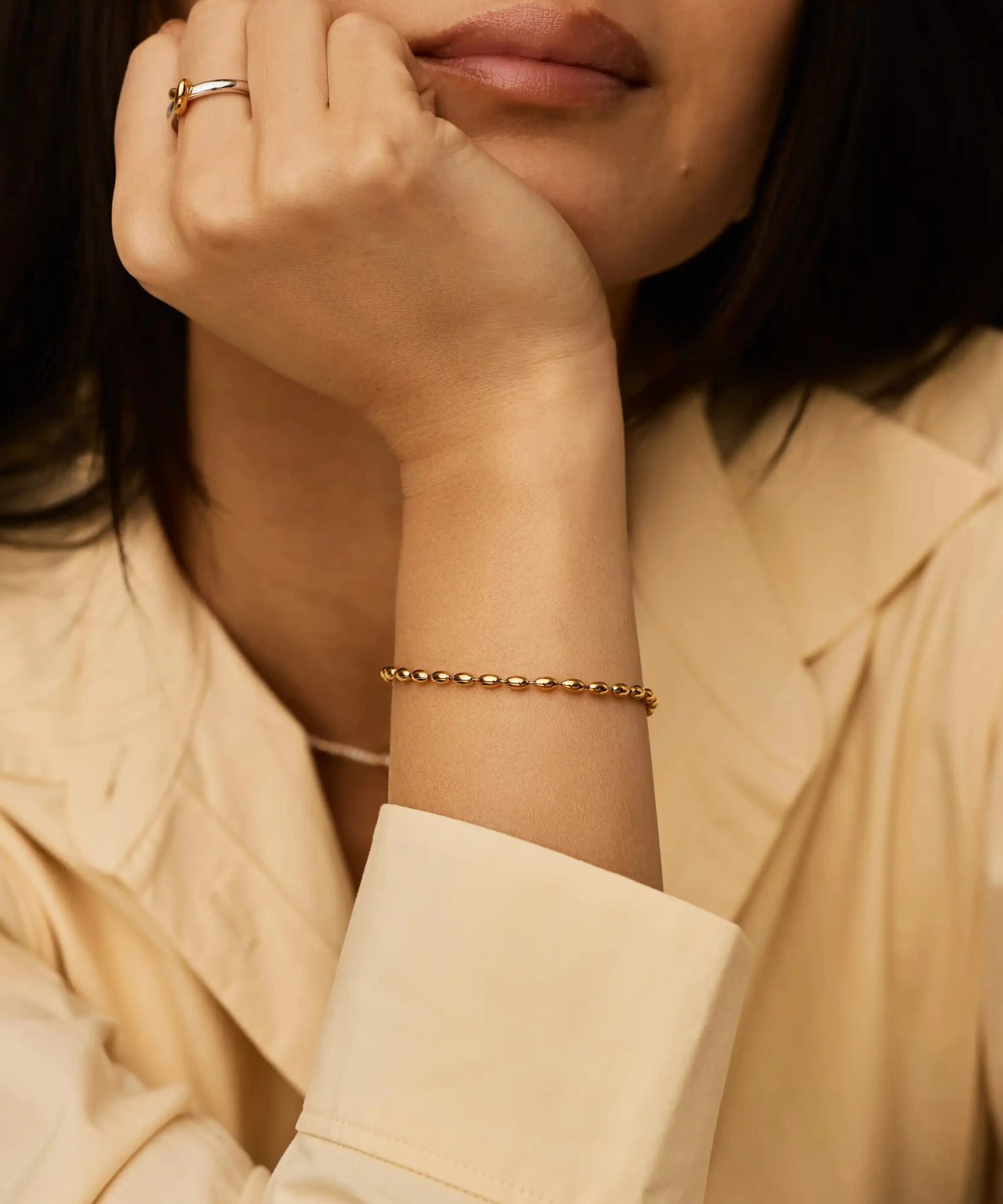 Alternative view of Molten Olive Chain Bracelet | 18ct Gold Plated