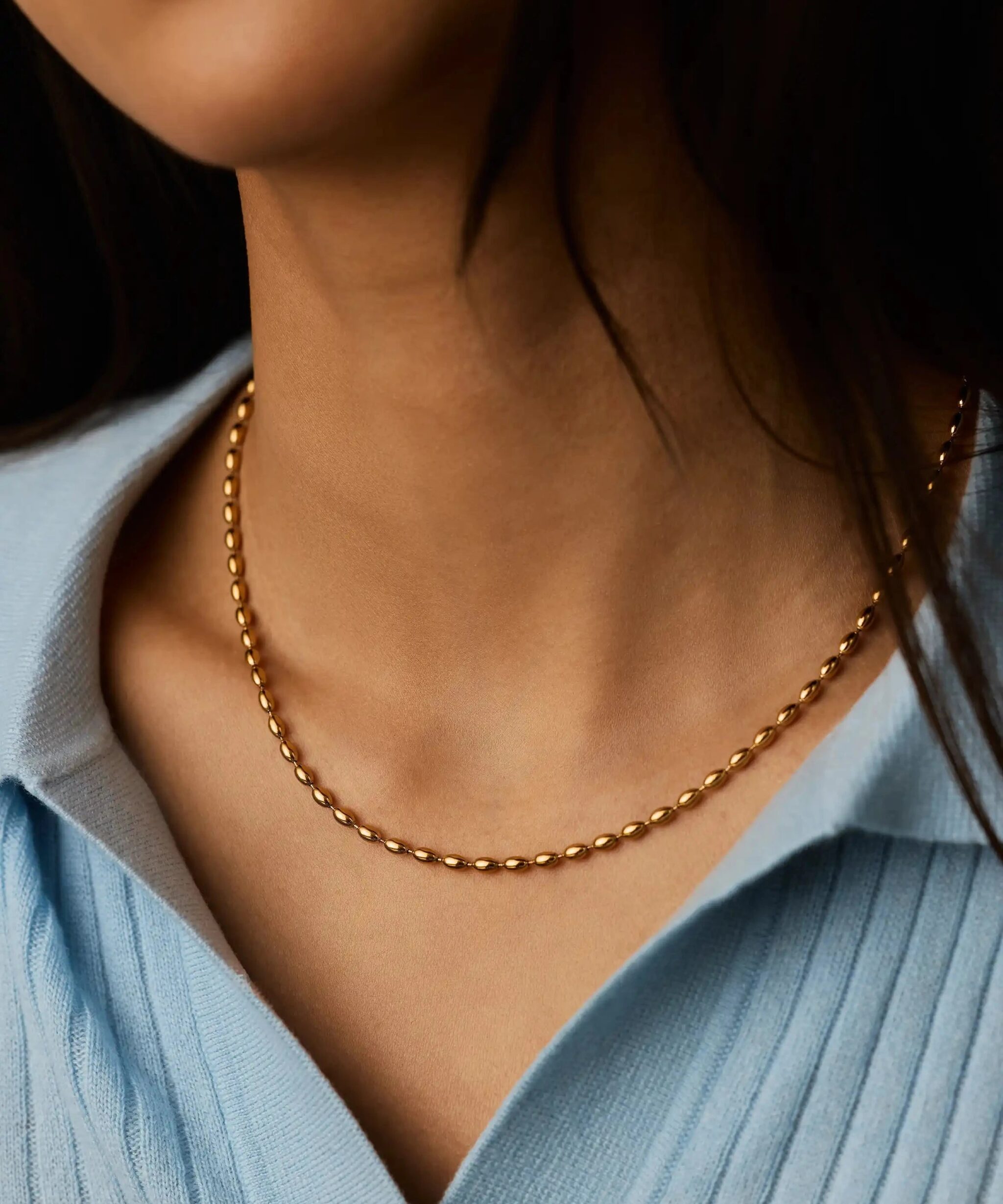 Alternative view of Molten Olive Chain Necklace | 18ct Gold Plated