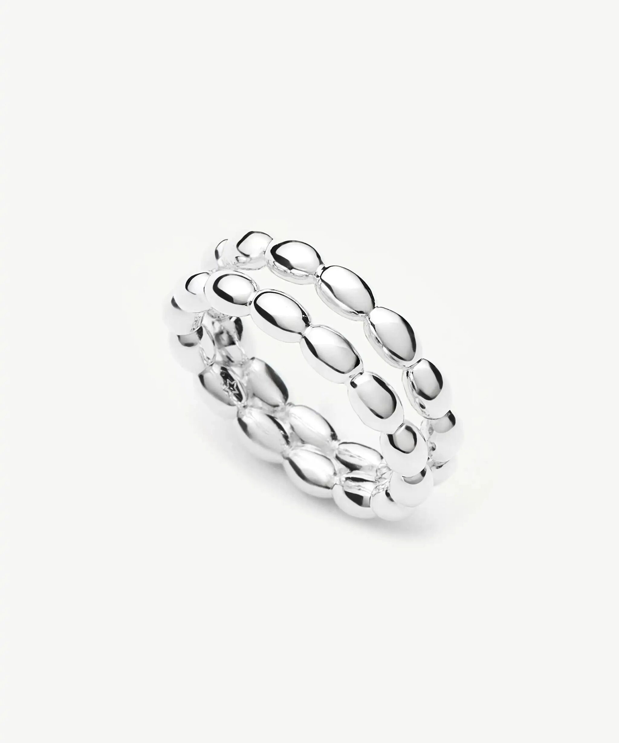Molten Olive Stacked Ring | Silver Plated