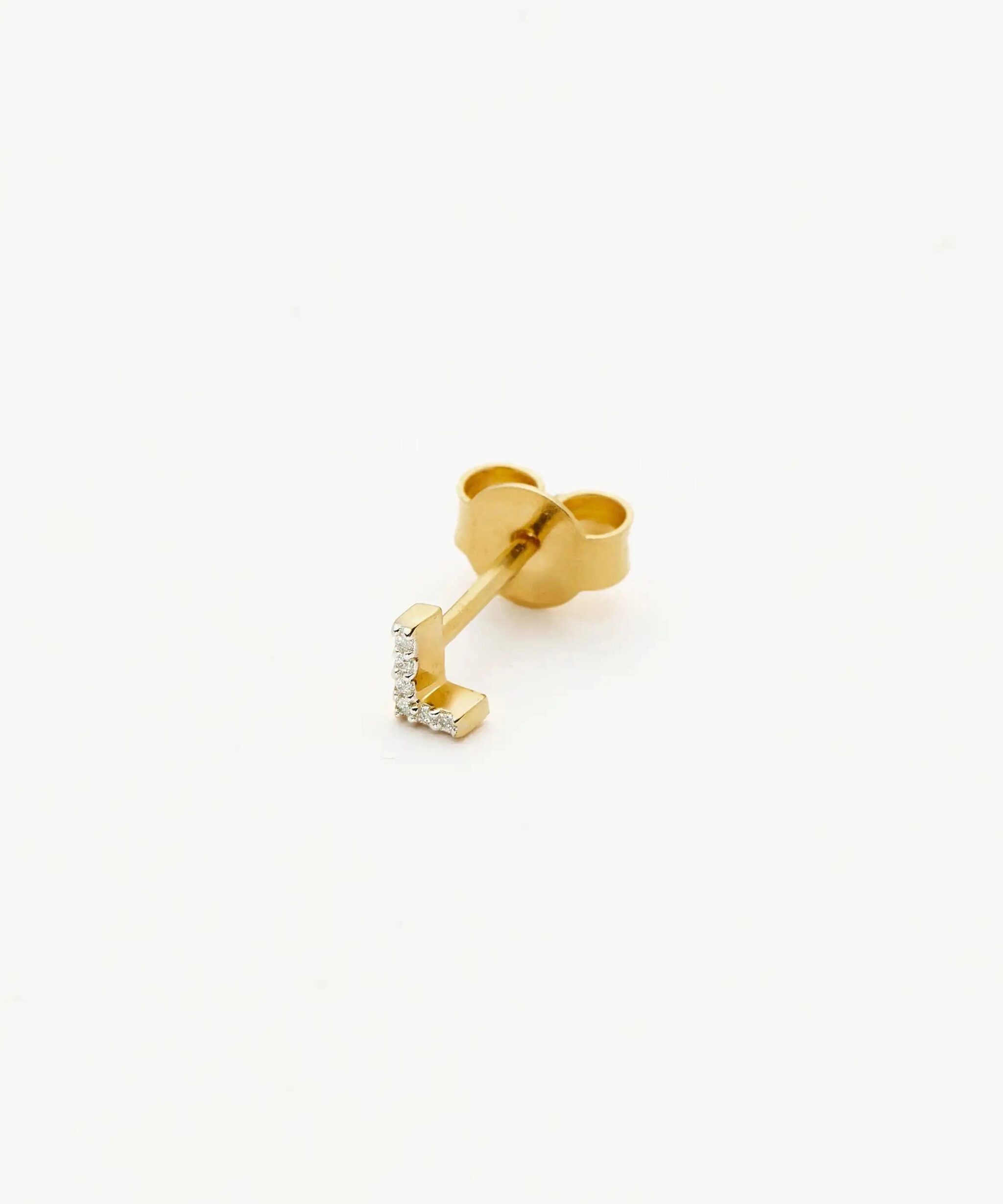 Pave Initial Single Stud Earring - Initial L | 18ct Gold Vermeil/Cubic Zirconia