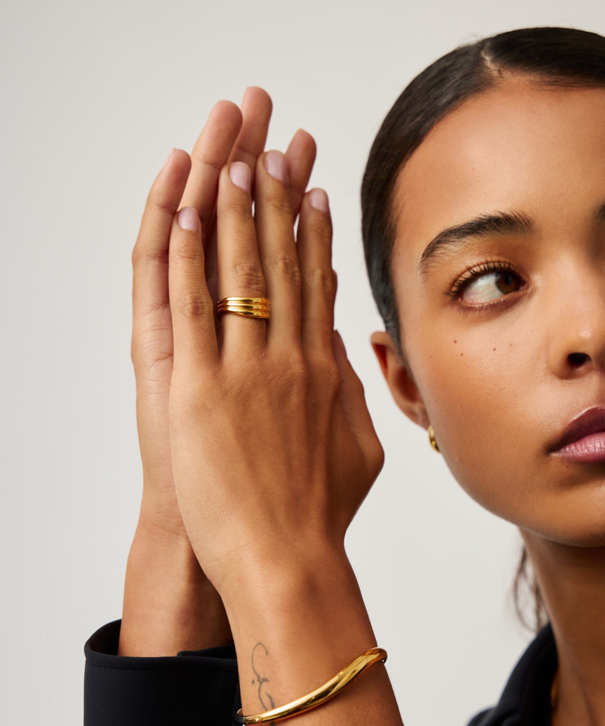 Alternative view of Savi Signature Triple Ring | 18ct Gold Plated