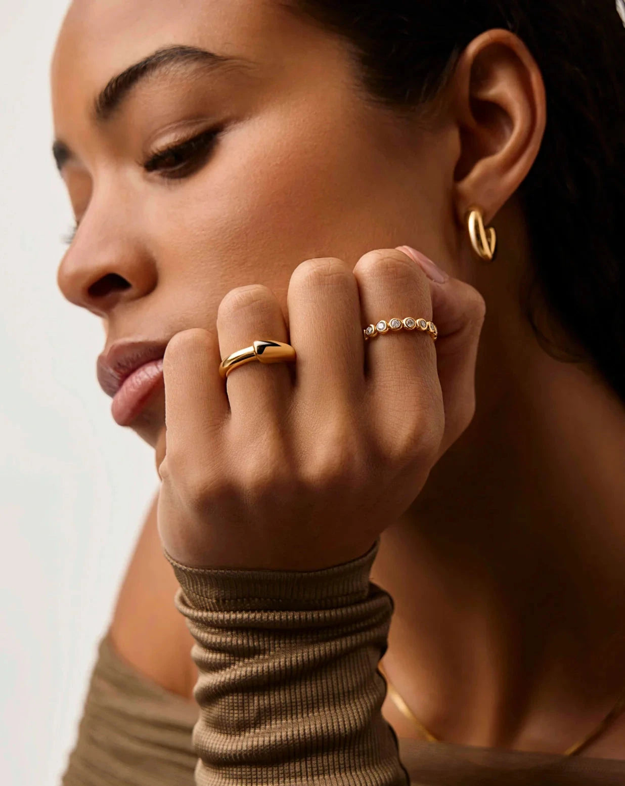 Alternative view of Sculptural Ridge Stacking Ring | 18ct Gold Vermeil