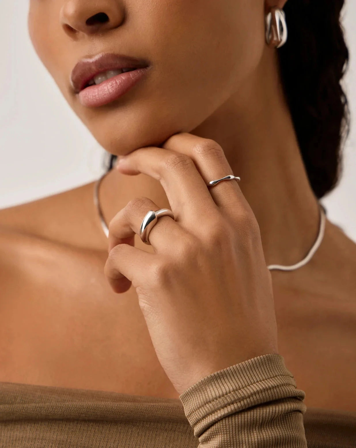 Alternative view of Sculptural Ridge Stacking Ring | Sterling Silver