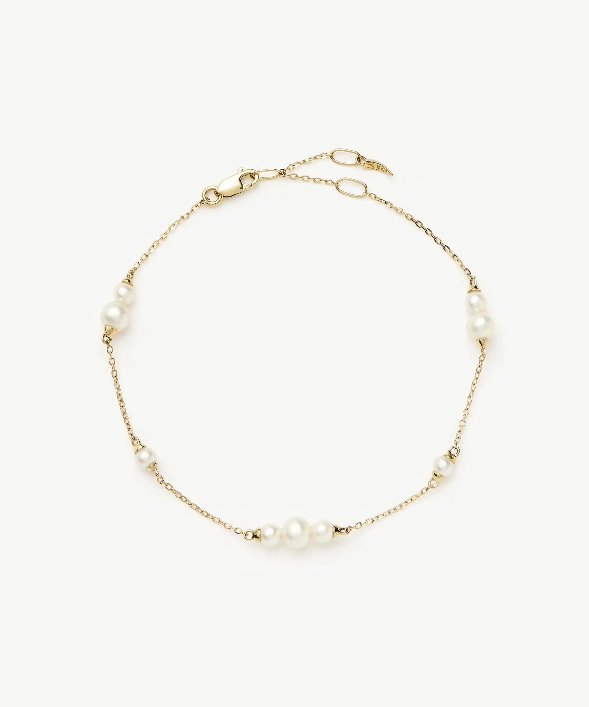 Solid Gold Pearl Chain Bracelet | 14ct Solid Gold/Pearl