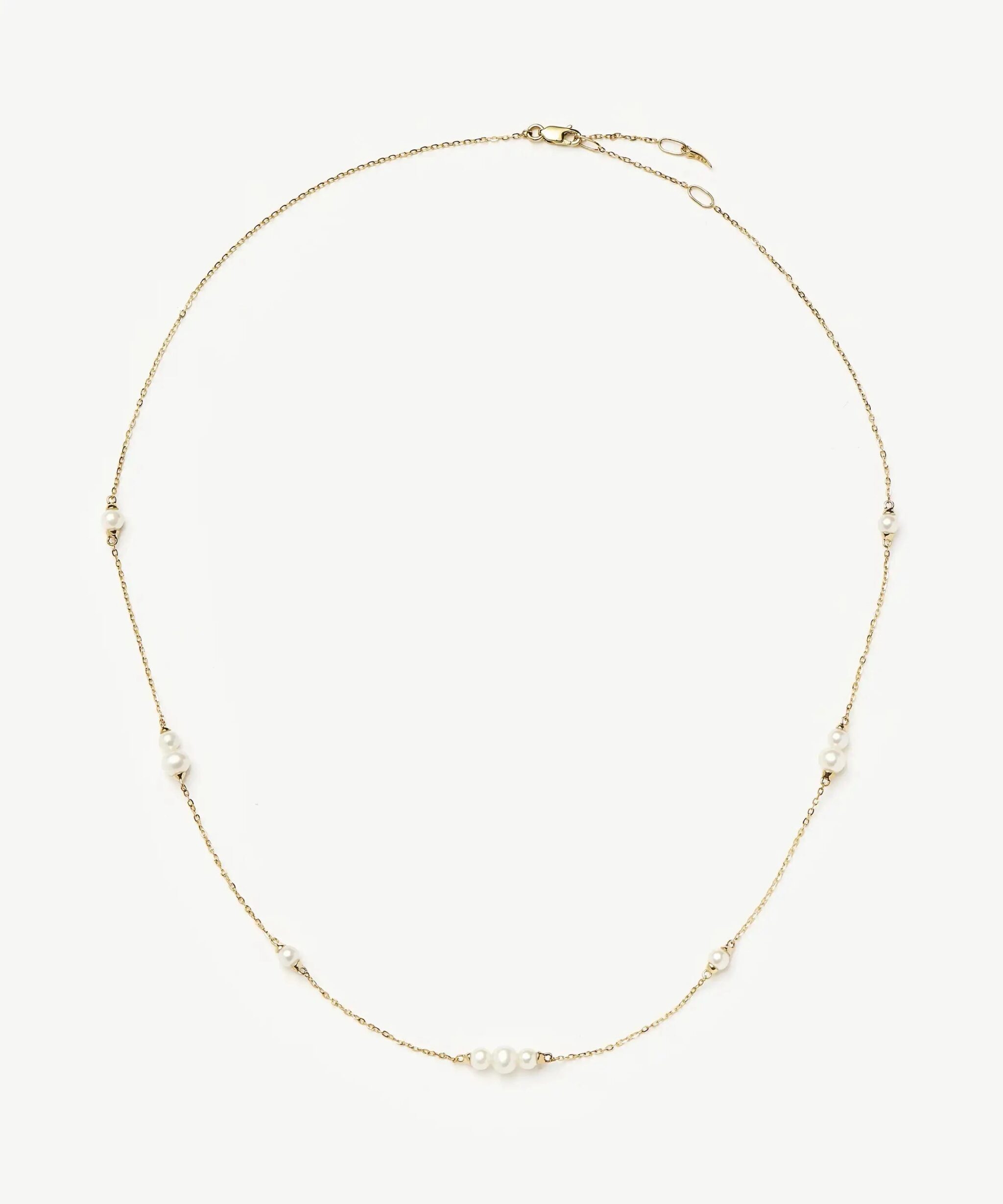 Solid Gold Pearl Chain Necklace | 14ct Solid Gold/Pearl