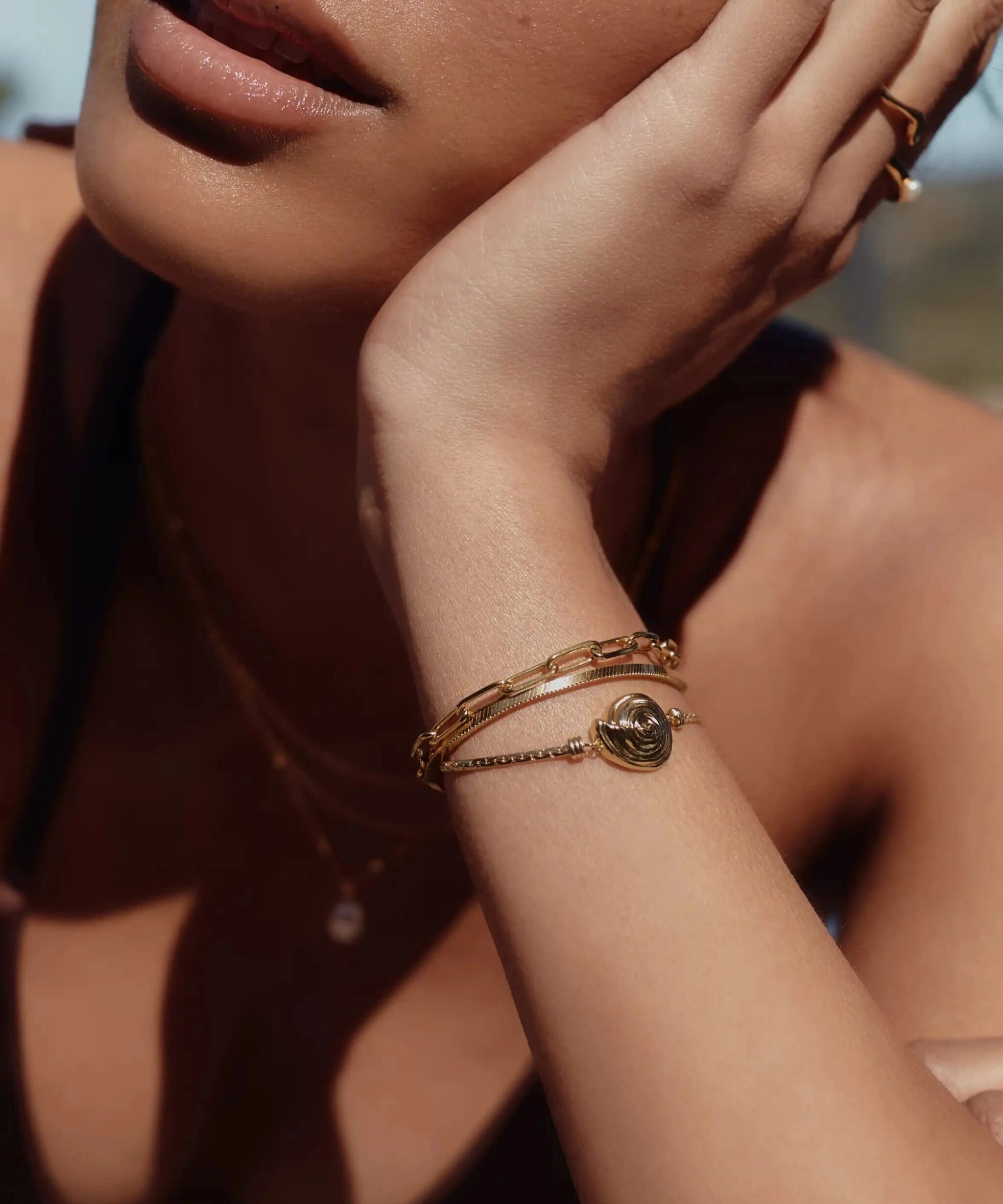Alternative view of Spiral Cobra Chain Bracelet | 18ct Gold Plated